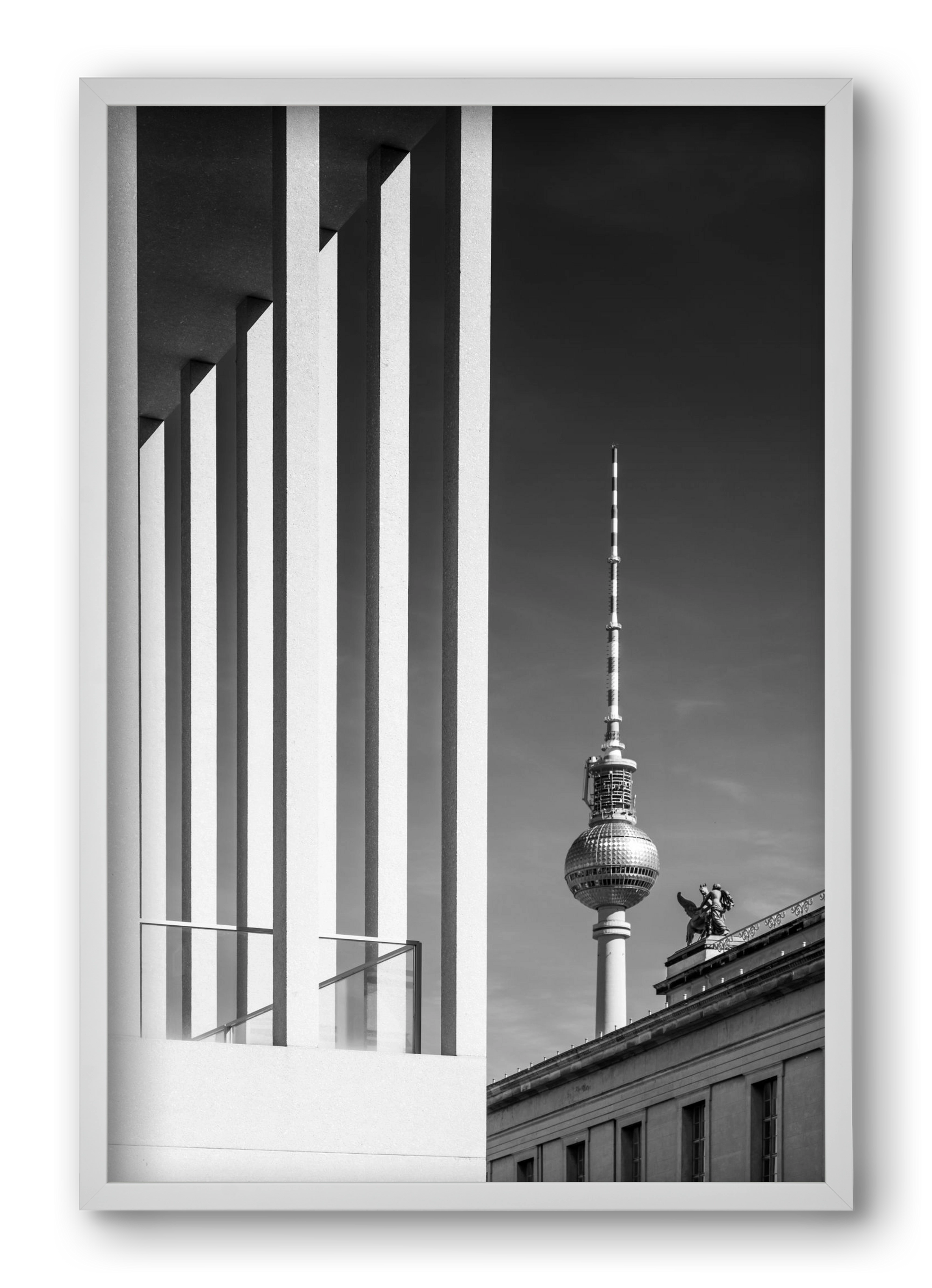 BERLIN Television Tower & Museum Island | Monochrome, 40x60 cm (40x60 cm), Fehér keret
