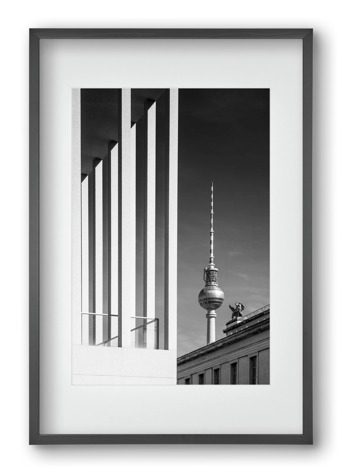 BERLIN Television Tower & Museum Island | Monochrome, 40x60 cm (30x45 cm), Fekete keret, paszpartuval