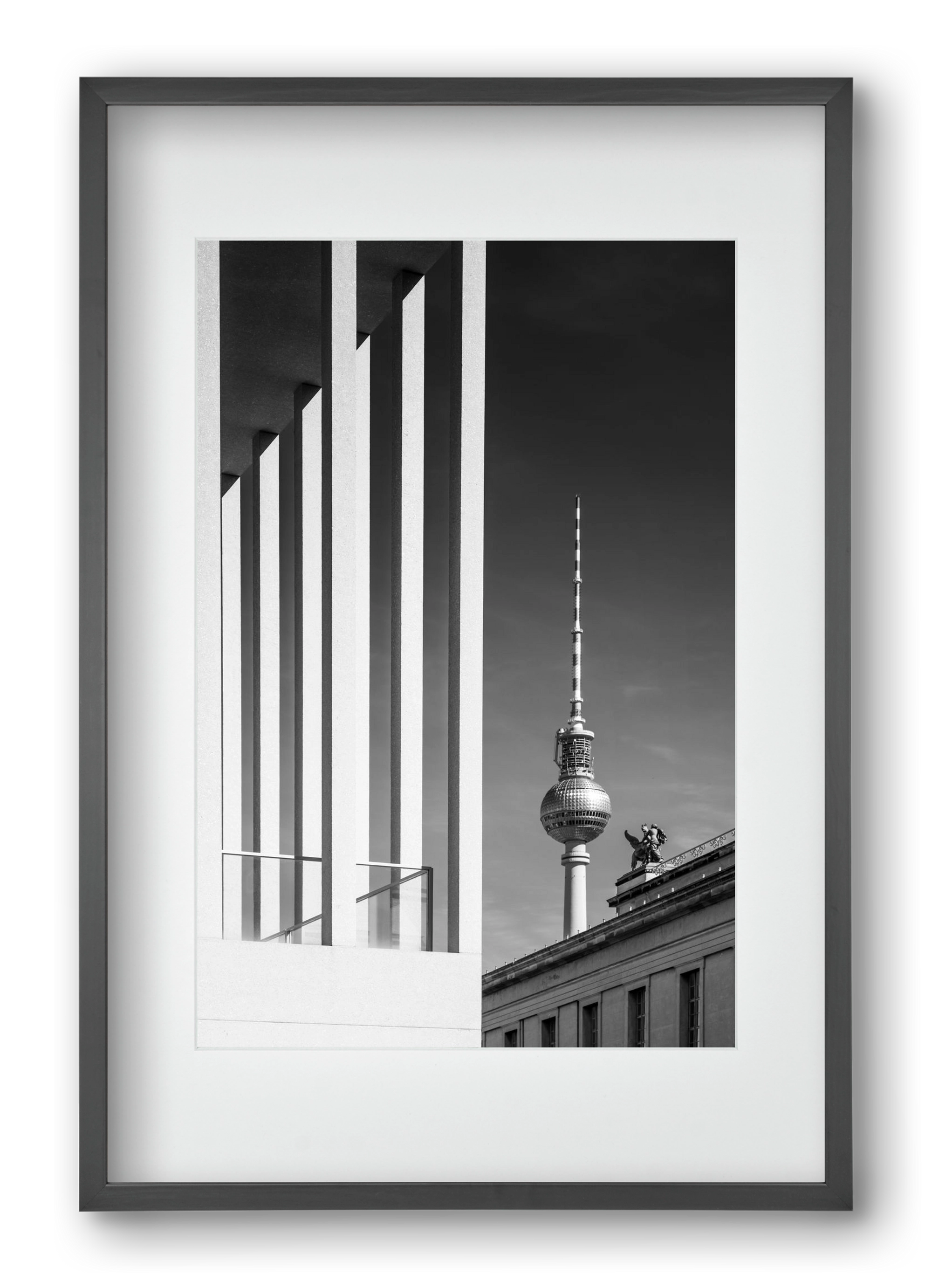 BERLIN Television Tower & Museum Island | Monochrome, 40x60 cm (30x45 cm), Fekete keret, paszpartuval