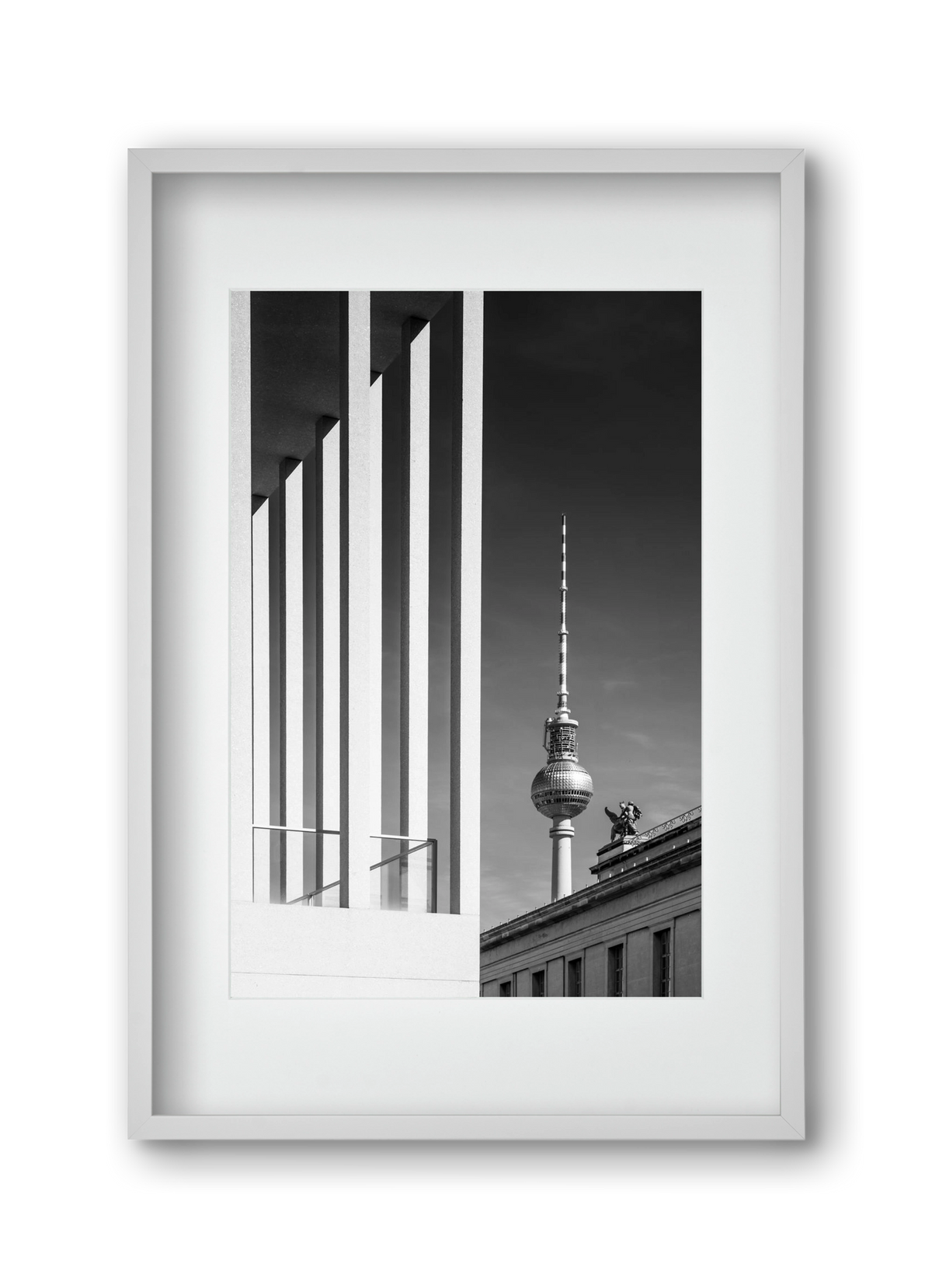 BERLIN Television Tower & Museum Island | Monochrome, 30x45 cm (20x30 cm), Fehér keret, paszpartuval