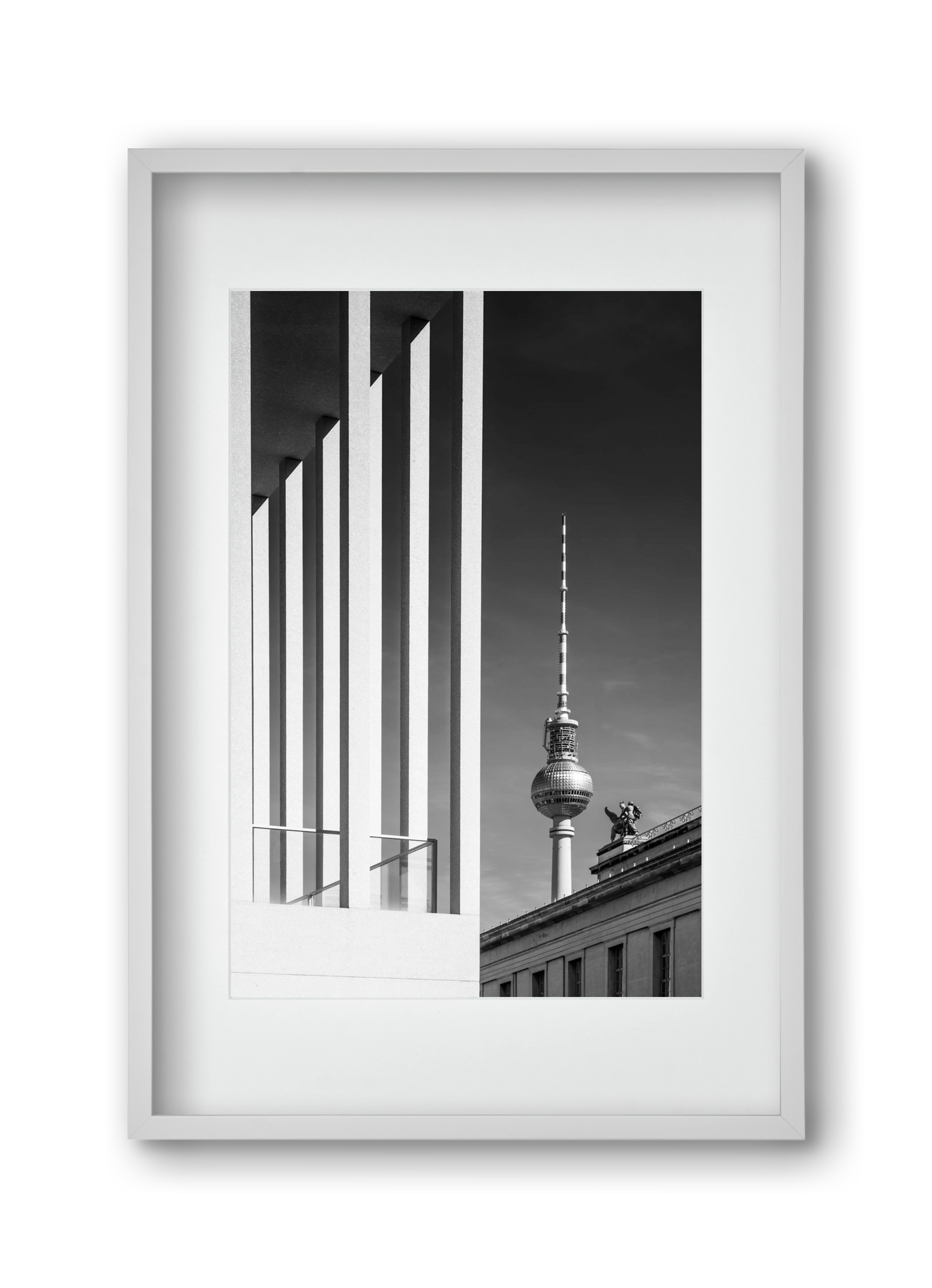 BERLIN Television Tower & Museum Island | Monochrome, 30x45 cm (20x30 cm), Fehér keret, paszpartuval