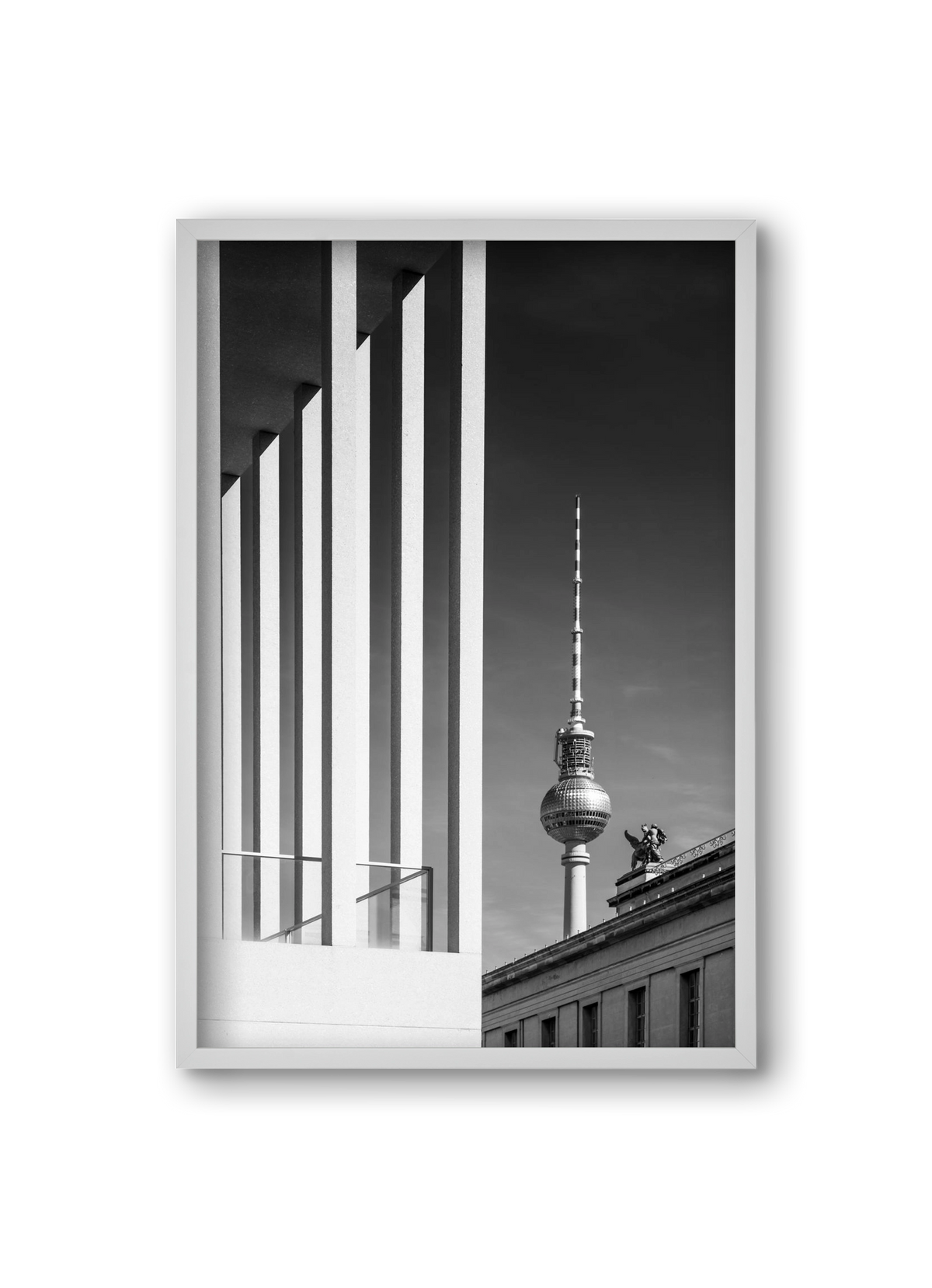 BERLIN Television Tower & Museum Island | Monochrome, 20x30 cm (20x30 cm), Fehér keret