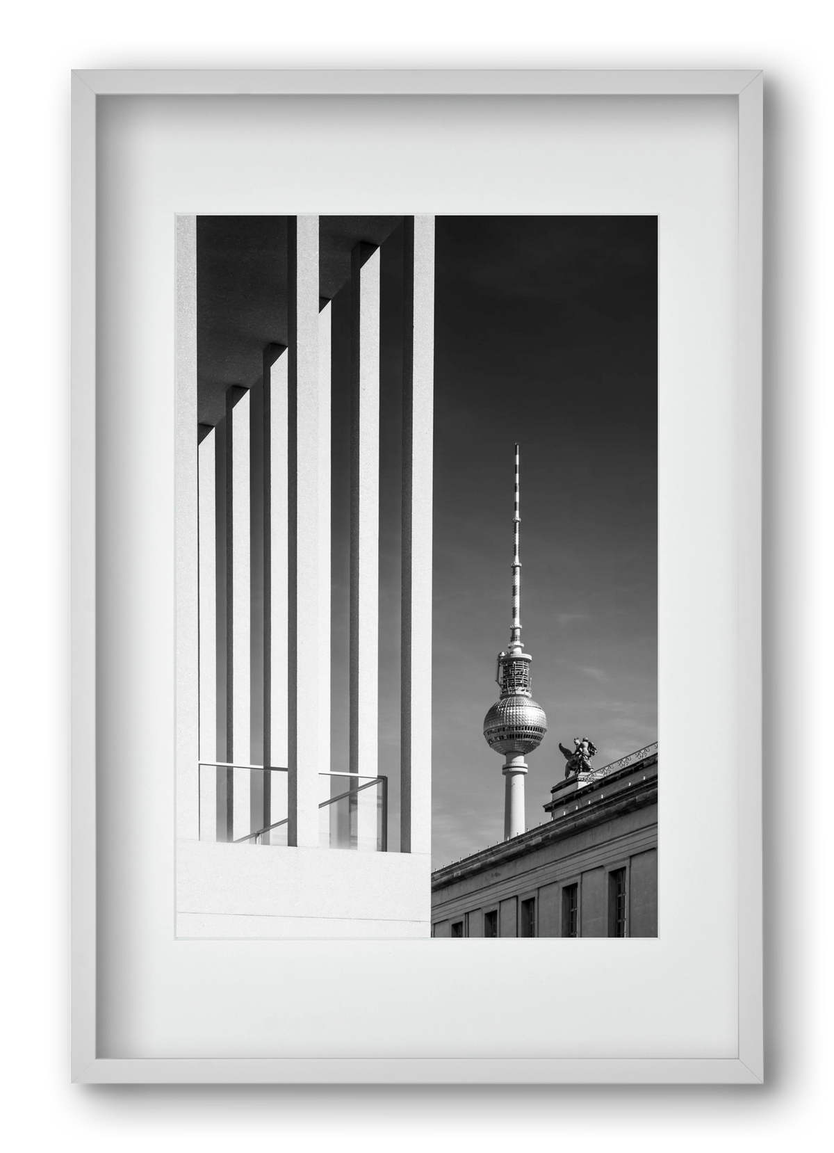 BERLIN Television Tower & Museum Island | Monochrome, 40x60 cm (30x45 cm), Fehér keret, paszpartuval