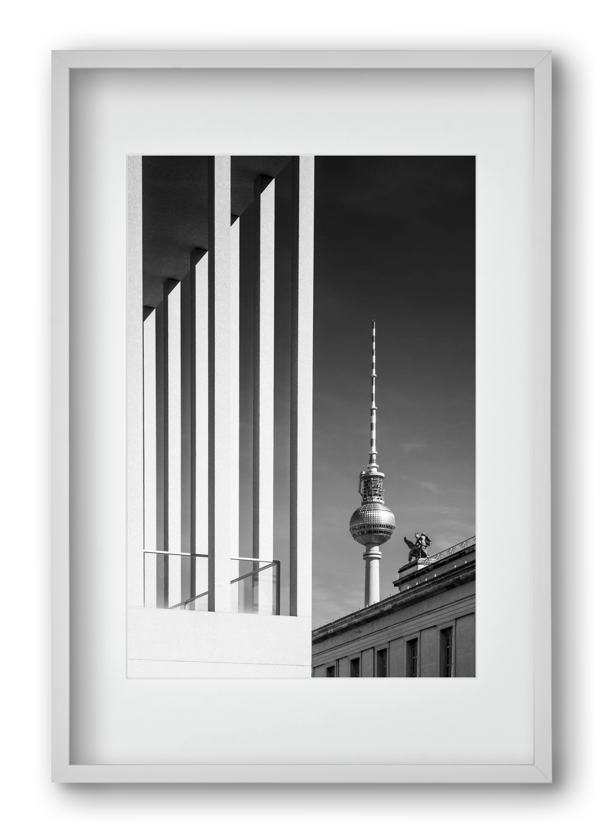 BERLIN Television Tower & Museum Island | Monochrome, 40x60 cm (30x45 cm), Fehér keret, paszpartuval