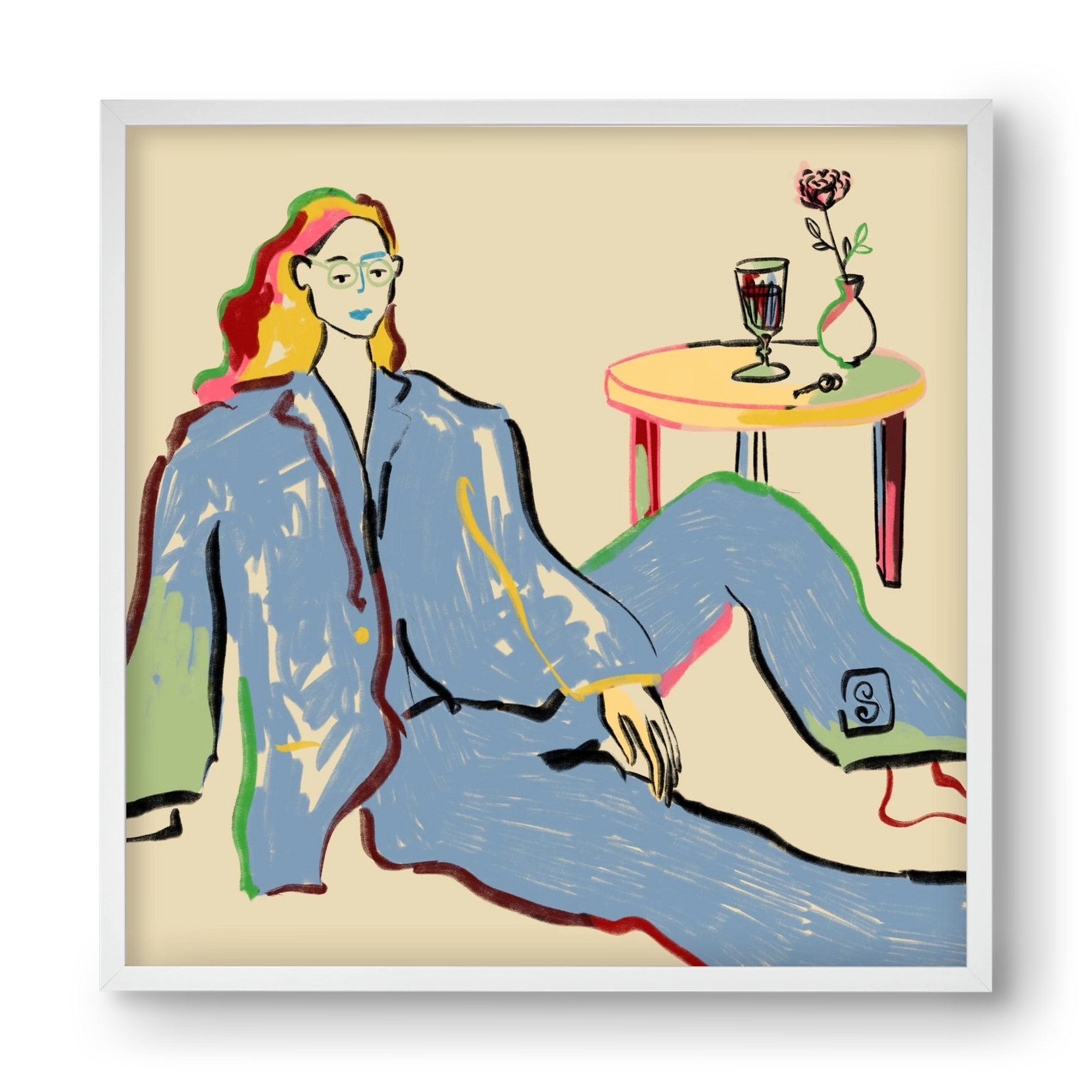 SOLITUDE, 40x40 cm (40x40 cm), Fehér keret