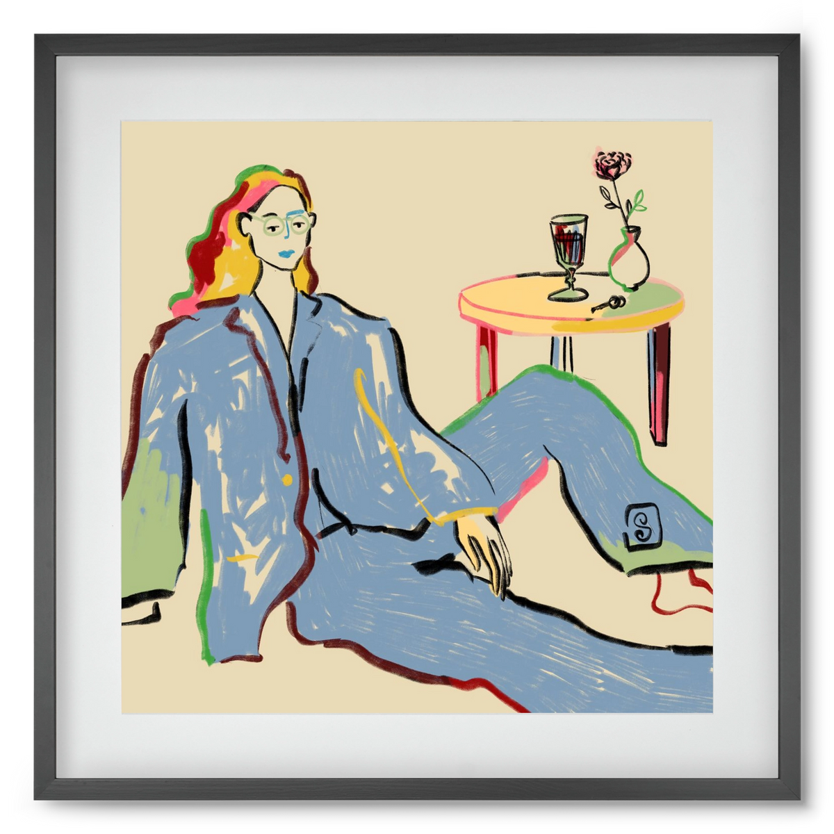 SOLITUDE, 50x50 cm (40x40 cm), Fekete keret, paszpartuval