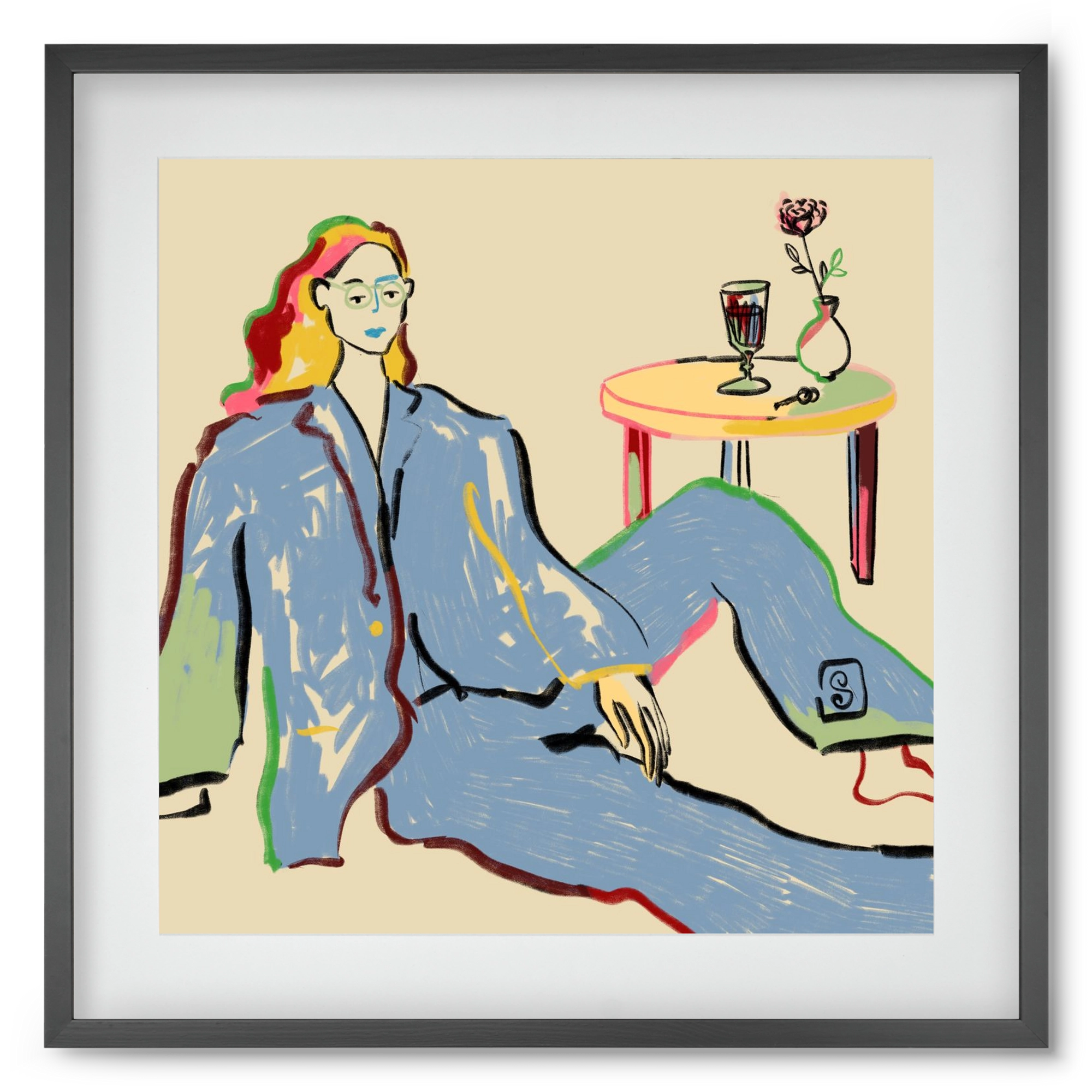 SOLITUDE, 50x50 cm (40x40 cm), Fekete keret, paszpartuval