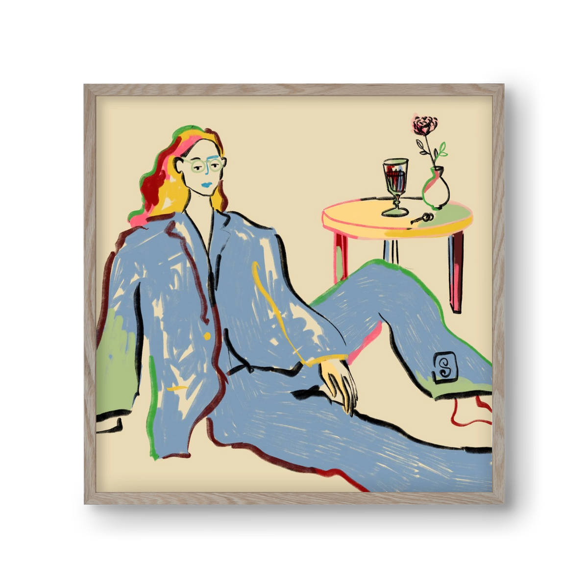 SOLITUDE, 30x30 cm (30x30 cm), Tölgy keret