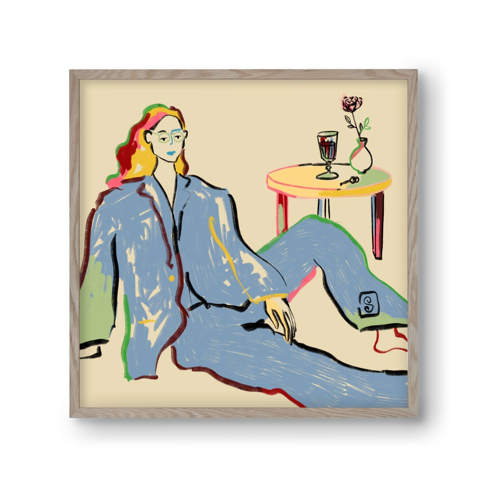 SOLITUDE, 30x30 cm (30x30 cm), Tölgy keret