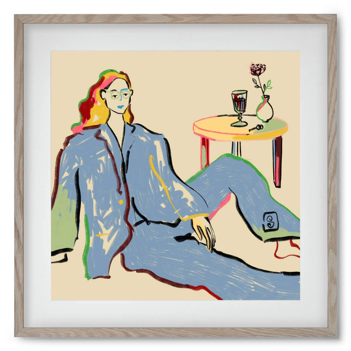 SOLITUDE, 50x50 cm (40x40 cm), Tölgy keret, paszpartuval