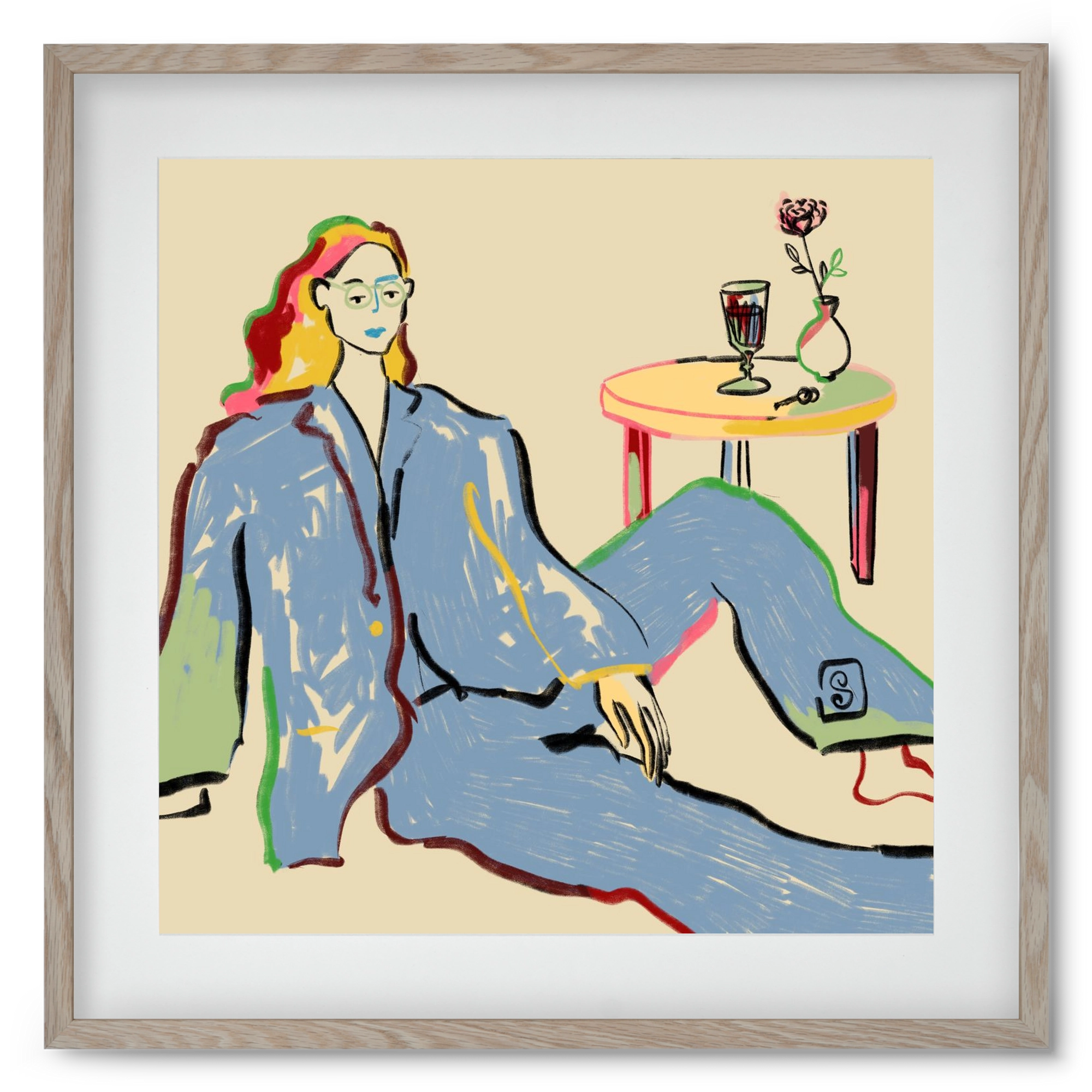 SOLITUDE, 50x50 cm (40x40 cm), Tölgy keret, paszpartuval