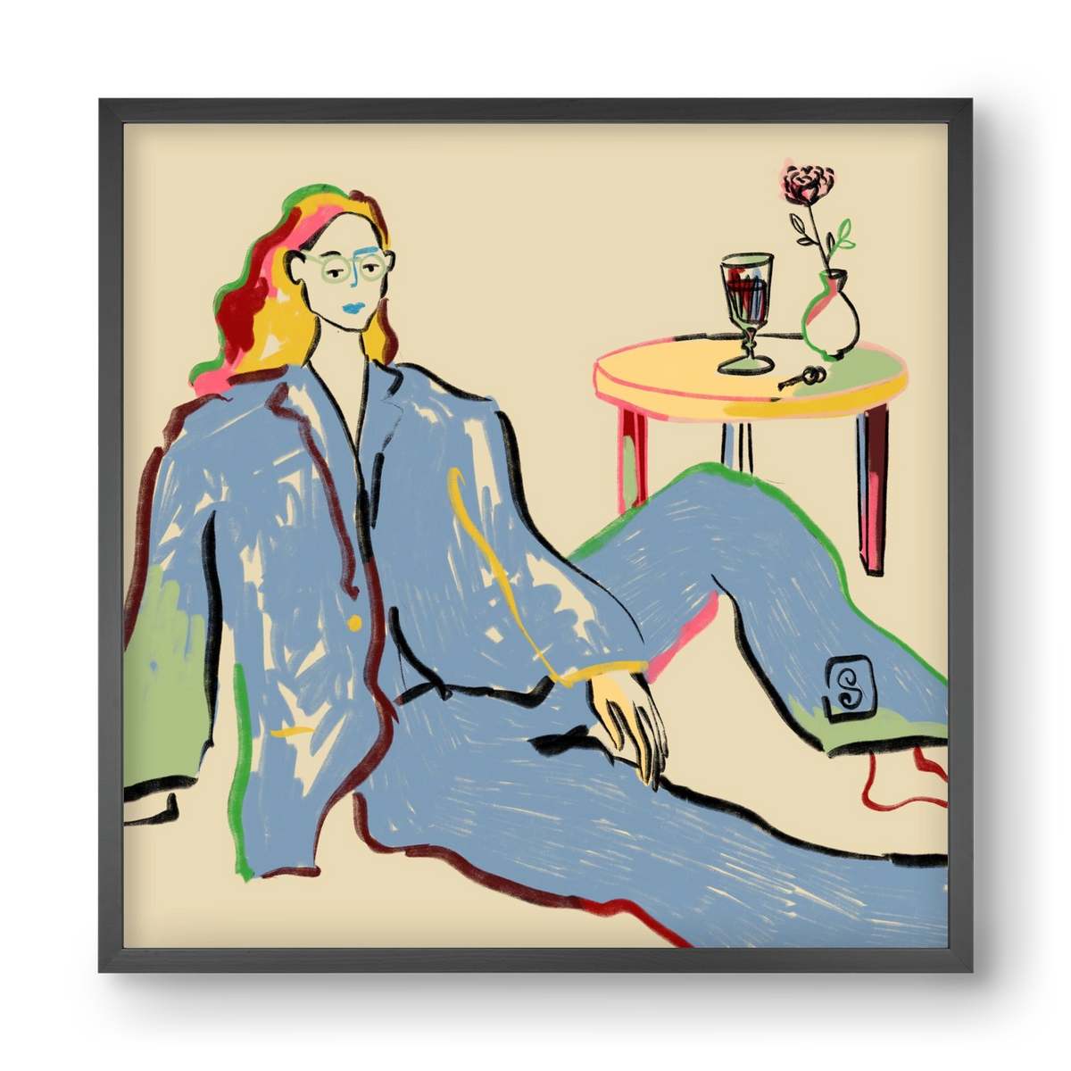 SOLITUDE, 40x40 cm (40x40 cm), Fekete keret