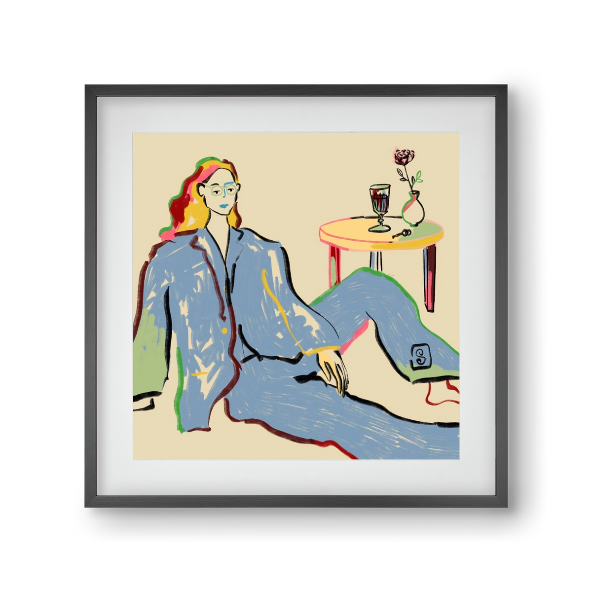 SOLITUDE, 30x30 cm (20x20 cm), Fekete keret, paszpartuval