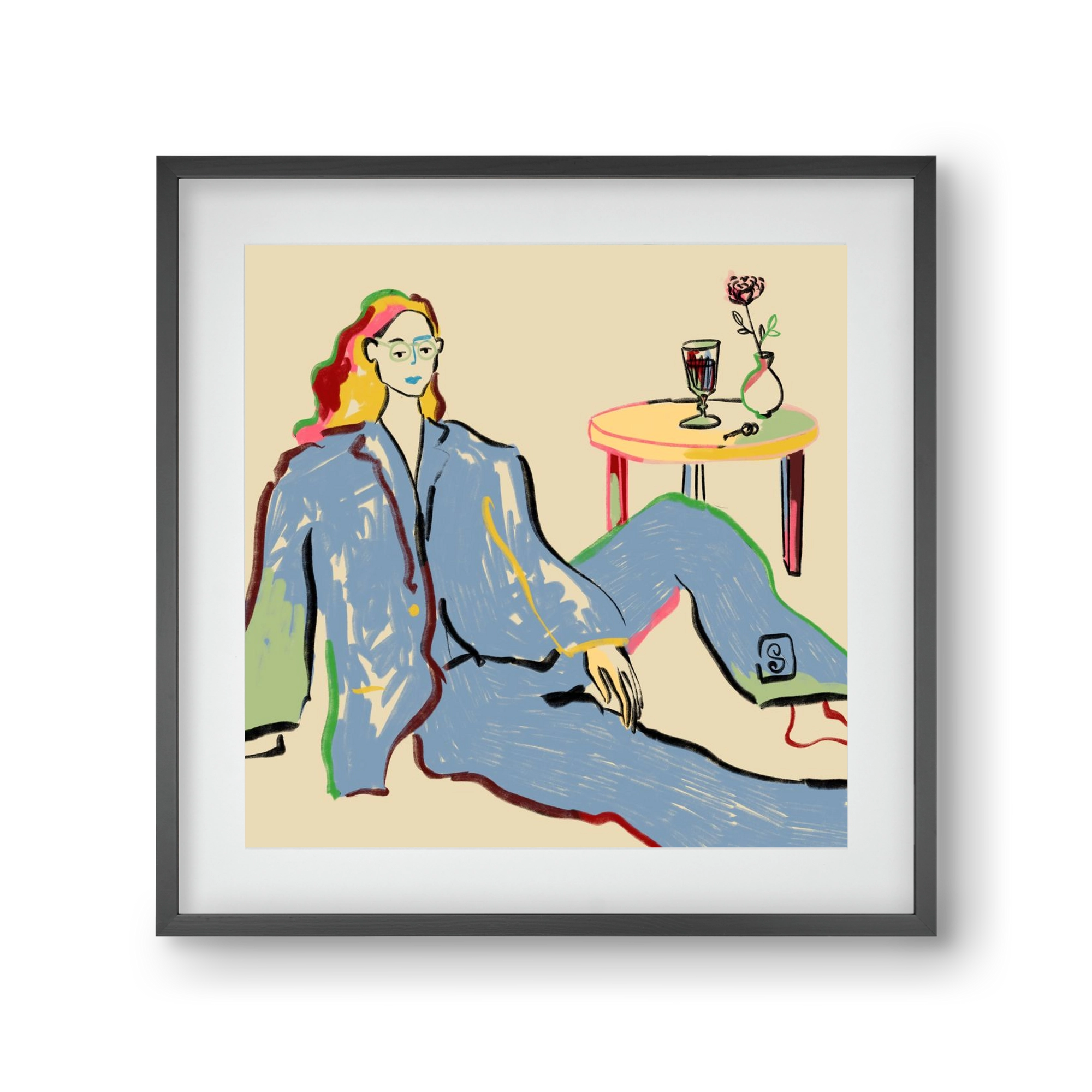 SOLITUDE, 30x30 cm (20x20 cm), Fekete keret, paszpartuval