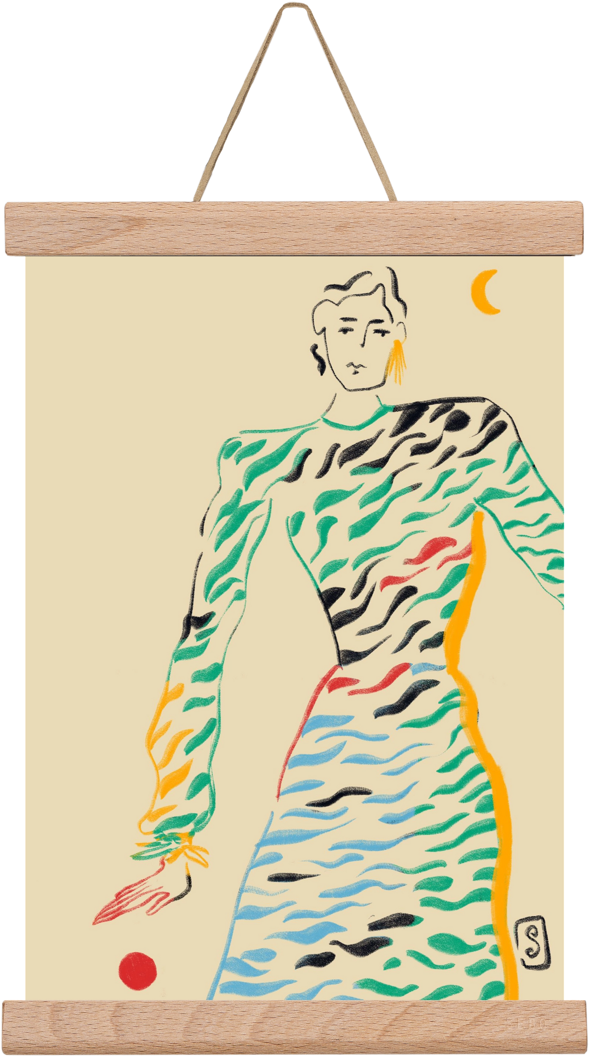 SUN AND MOON, 20x30 cm (20x30 cm), Tölgy akasztó