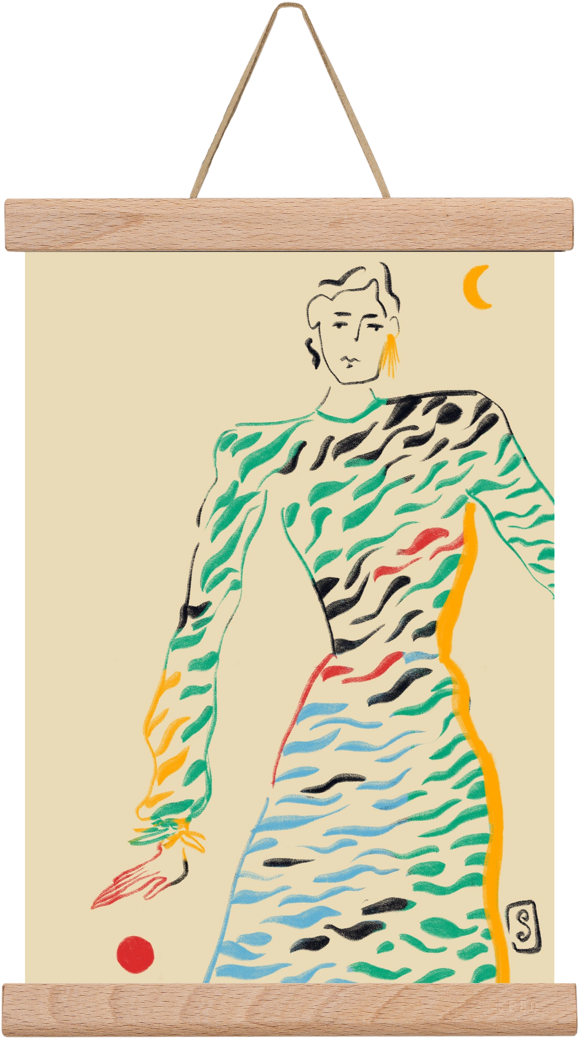 SUN AND MOON, 20x30 cm (20x30 cm), Tölgy akasztó