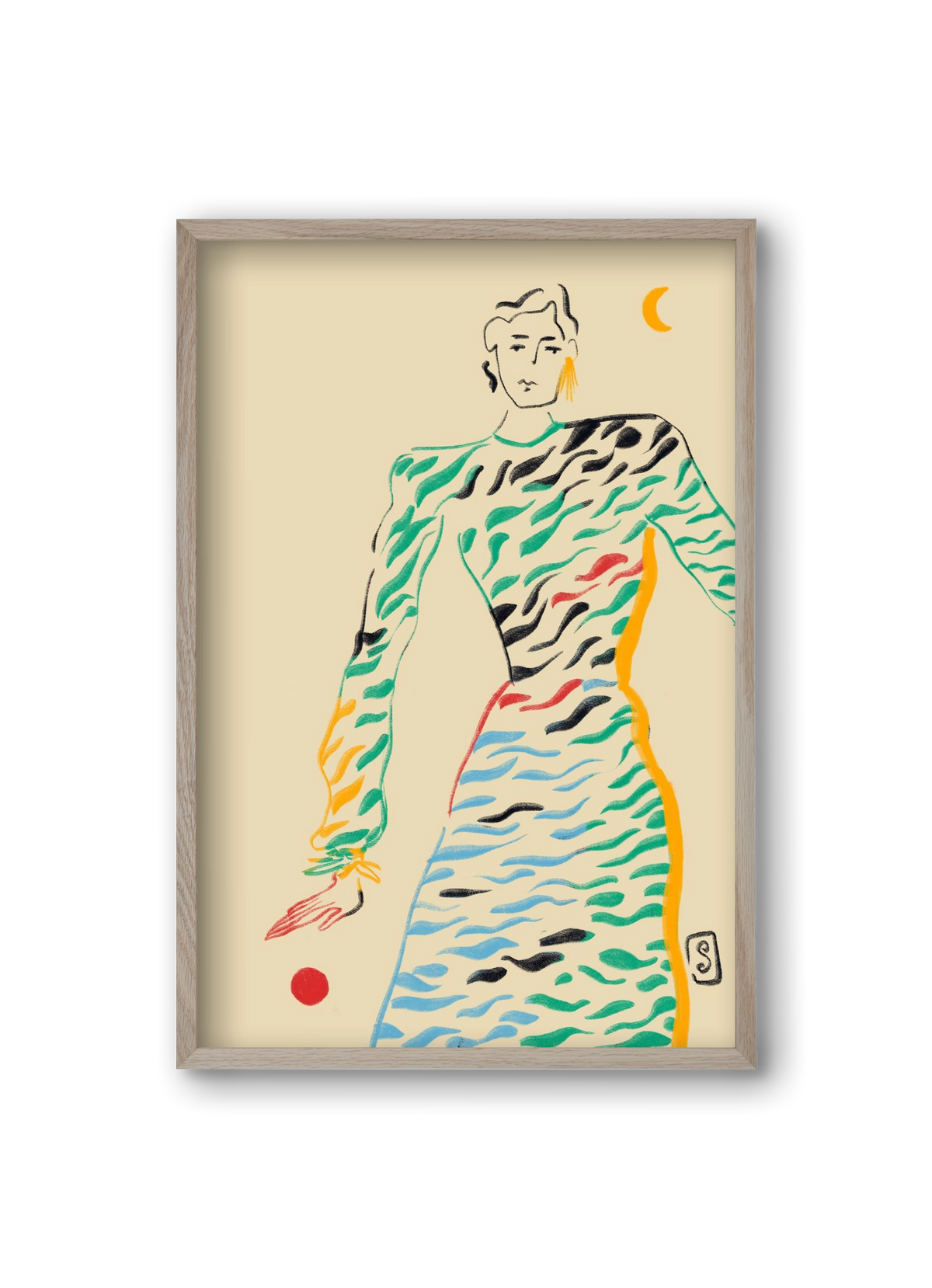 SUN AND MOON, 20x30 cm (20x30 cm), Tölgy keret