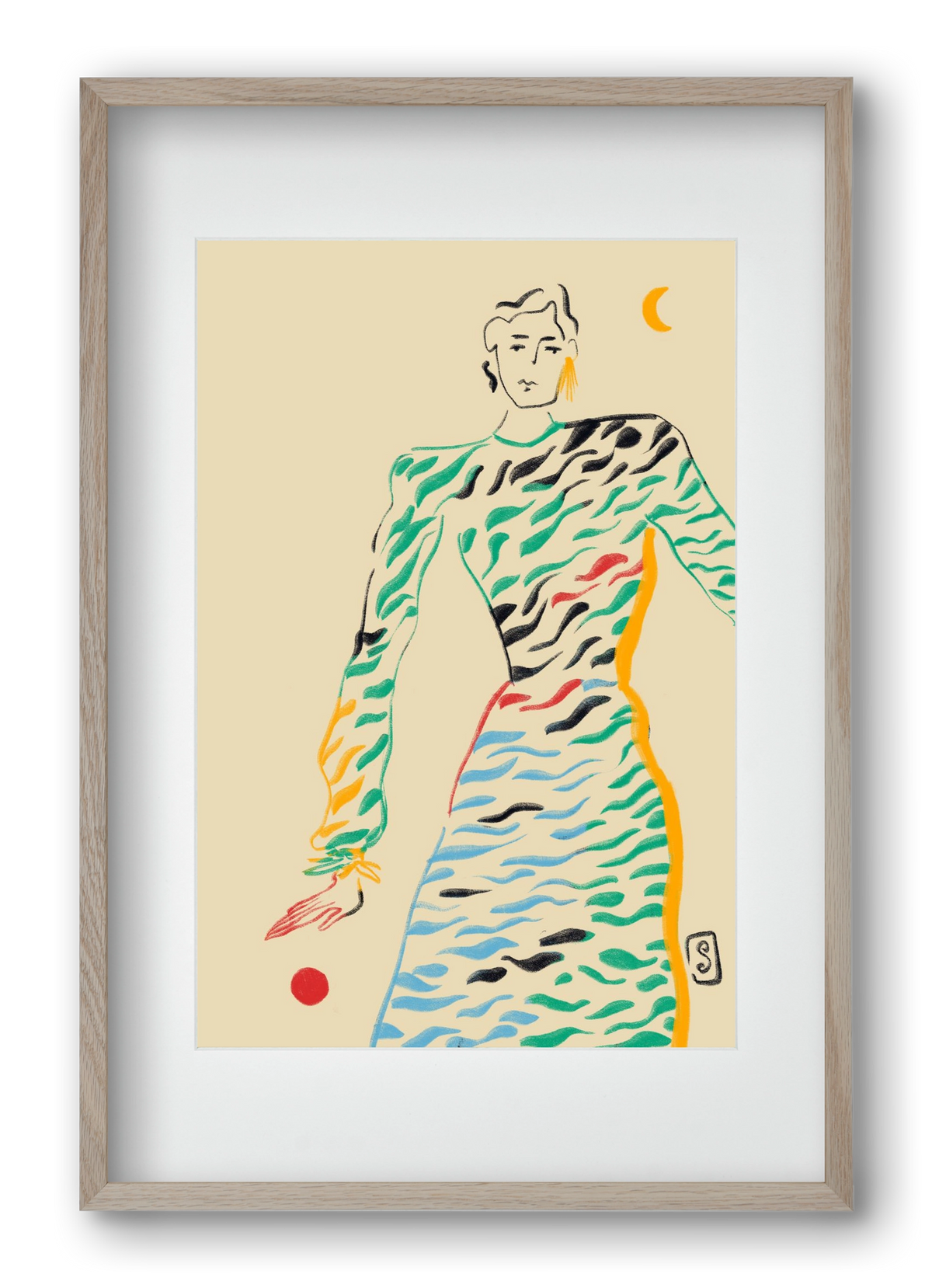 SUN AND MOON, 40x60 cm (30x45 cm), Tölgy keret, paszpartuval