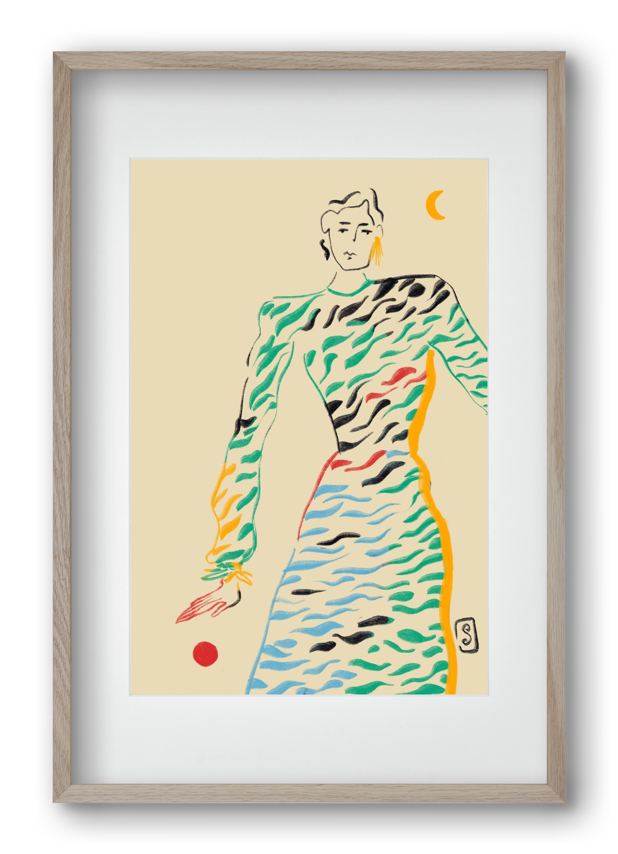 SUN AND MOON, 40x60 cm (30x45 cm), Tölgy keret, paszpartuval