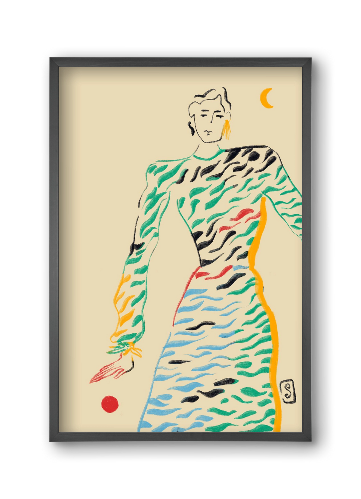 SUN AND MOON, 30x45 cm (30x45 cm), Fekete keret