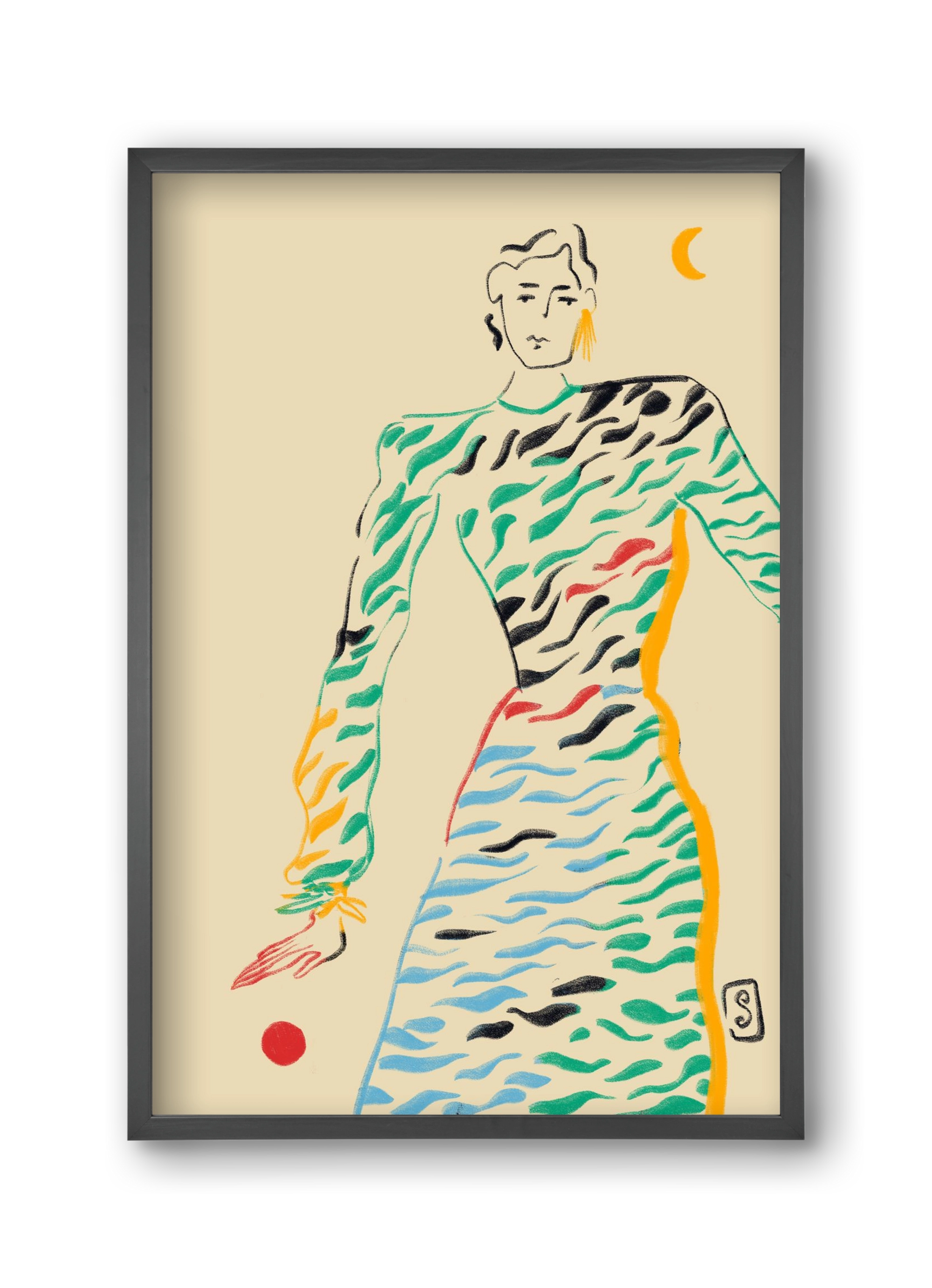 SUN AND MOON, 30x45 cm (30x45 cm), Fekete keret