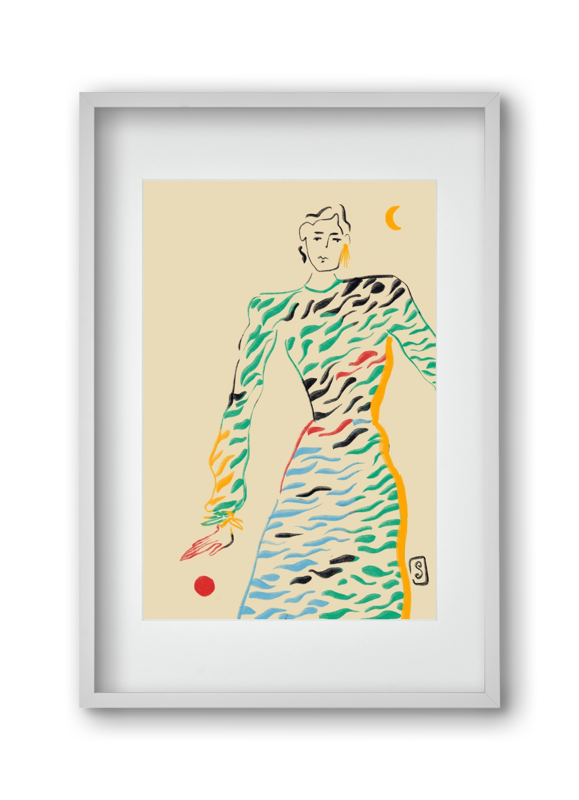 SUN AND MOON, 30x45 cm (20x30 cm), Fehér keret, paszpartuval