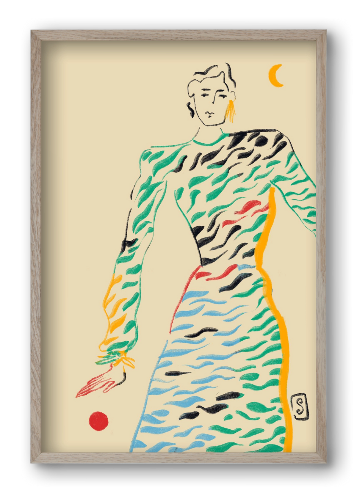 SUN AND MOON, 40x60 cm (40x60 cm), Tölgy keret