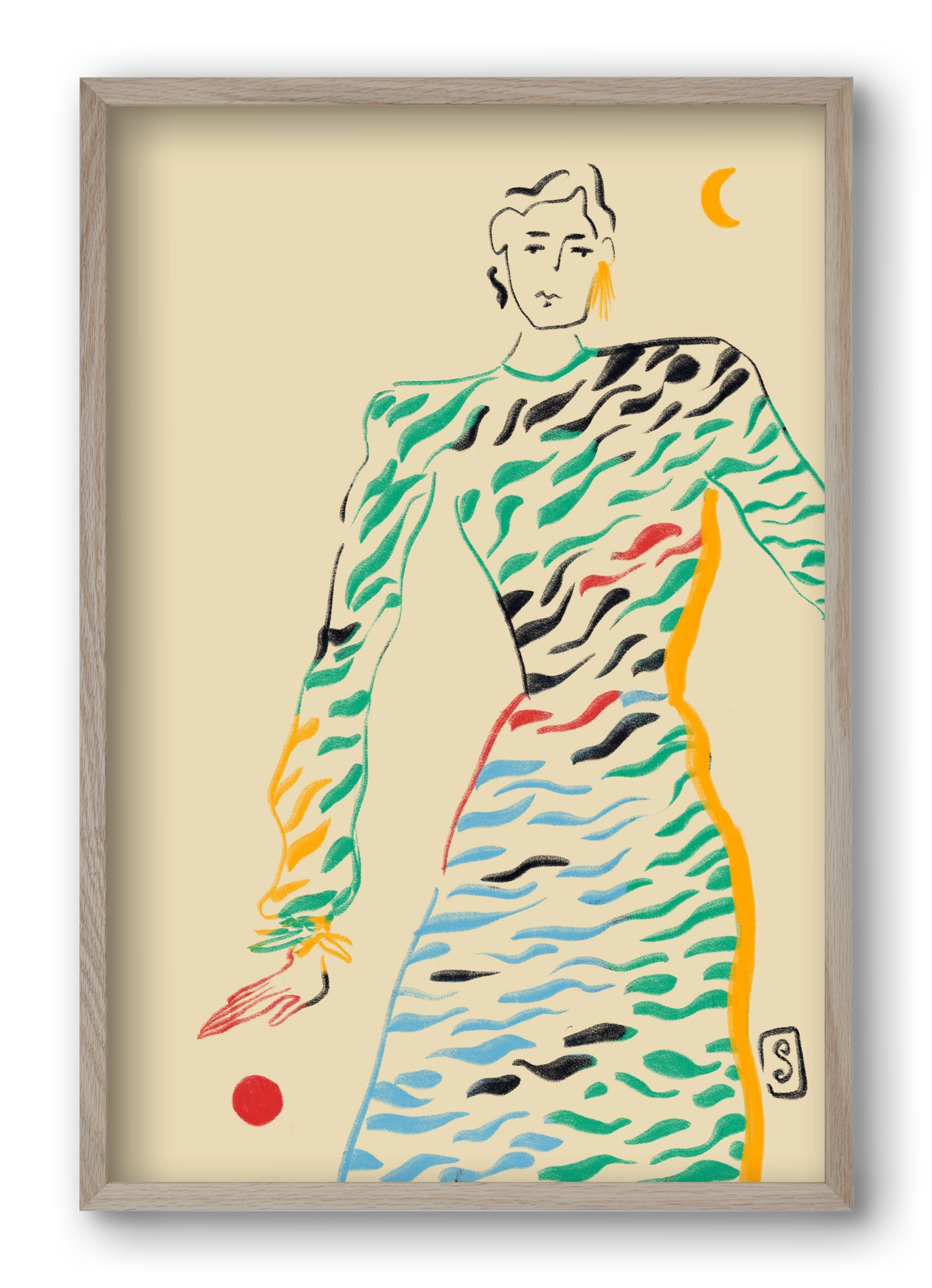 SUN AND MOON, 40x60 cm (40x60 cm), Tölgy keret