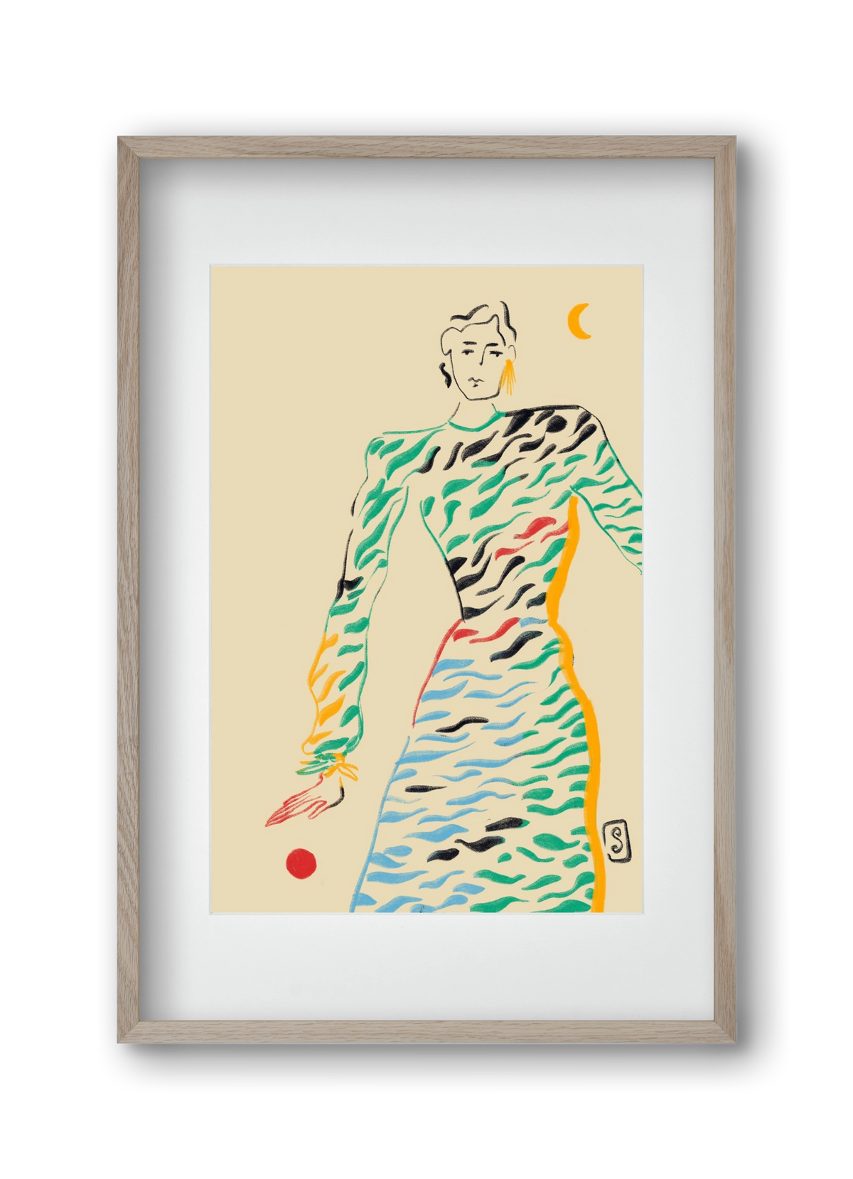 SUN AND MOON, 30x45 cm (20x30 cm), Tölgy keret, paszpartuval