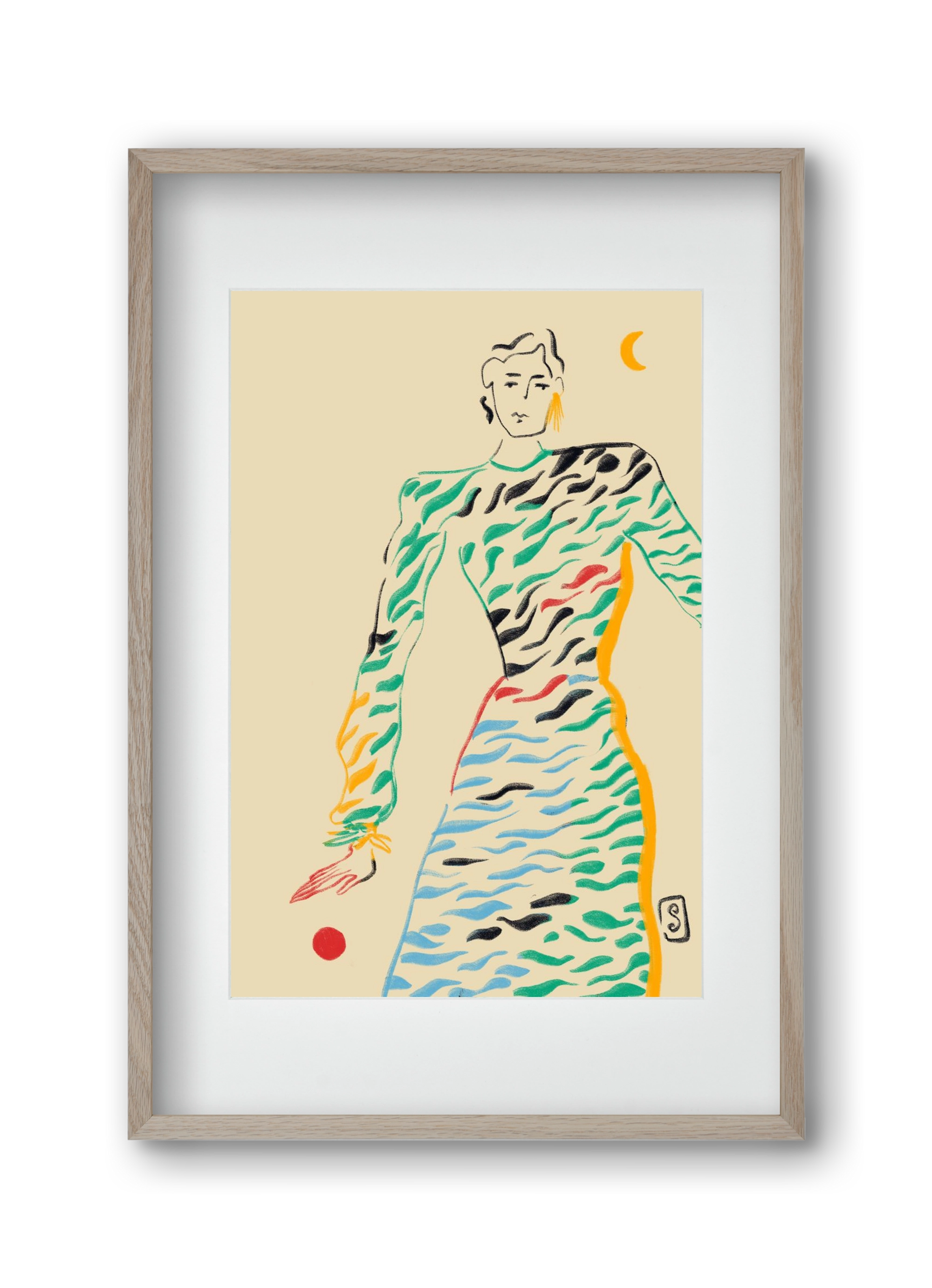 SUN AND MOON, 30x45 cm (20x30 cm), Tölgy keret, paszpartuval