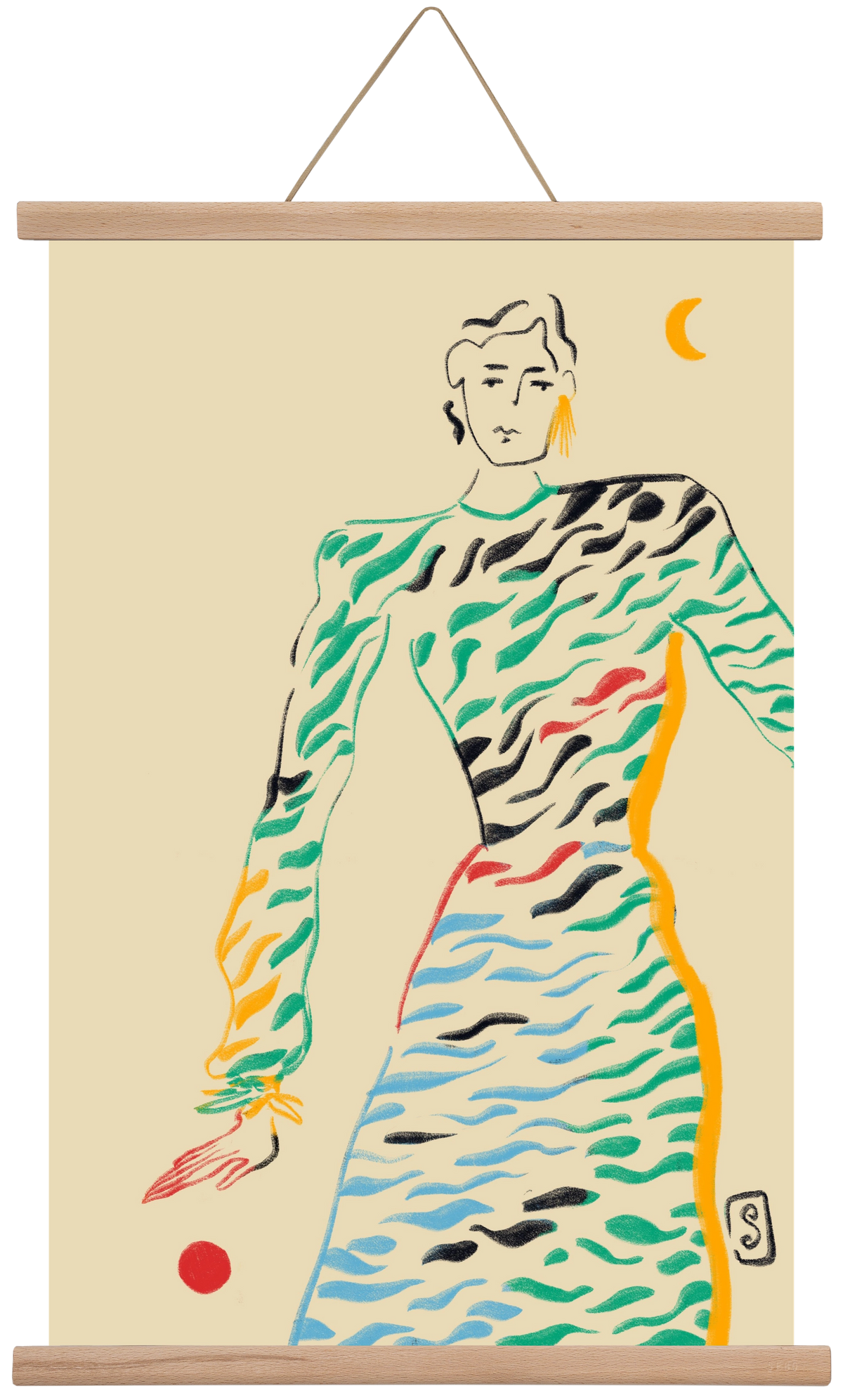 SUN AND MOON, 40x60 cm (40x60 cm), Tölgy akasztó