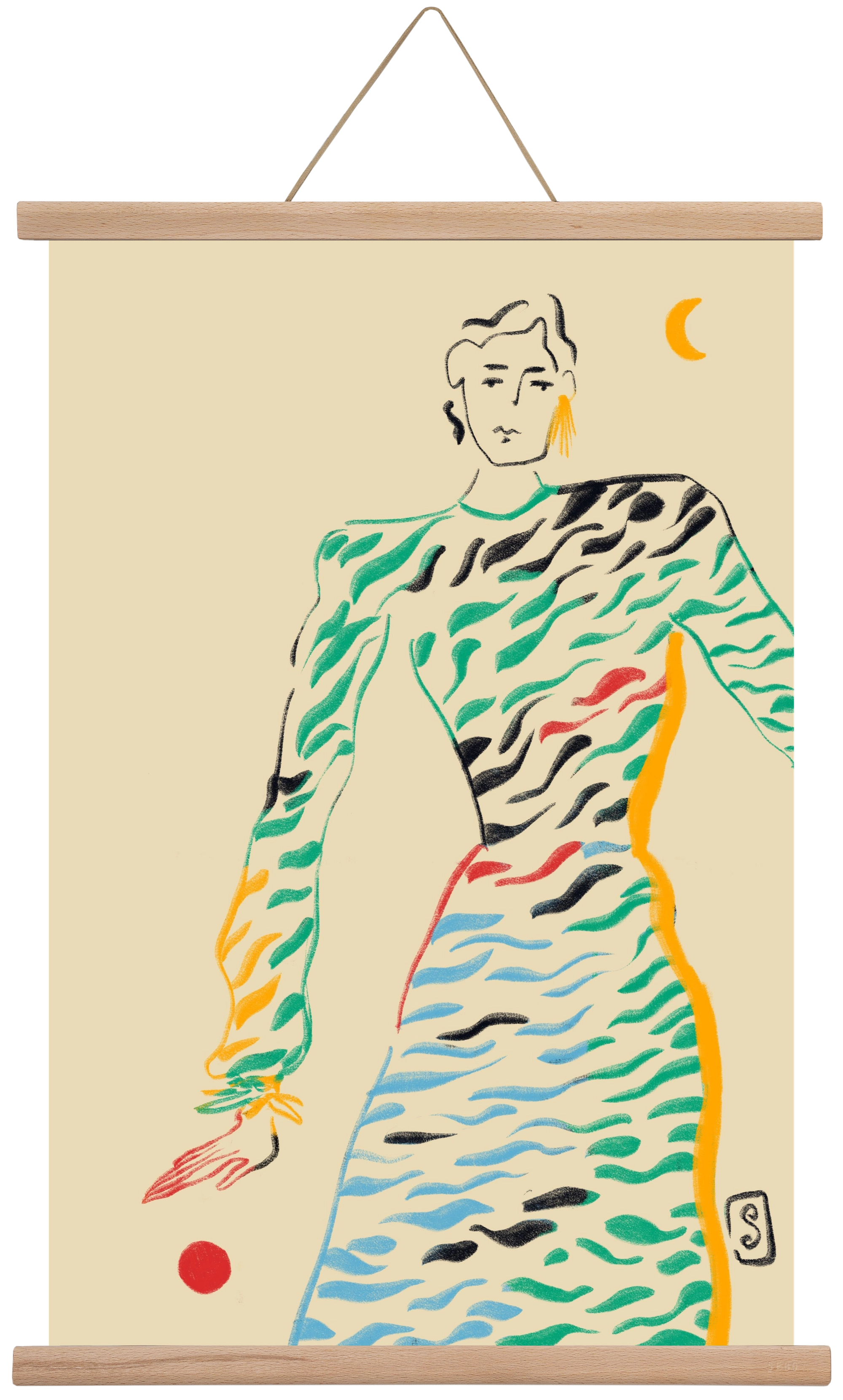 SUN AND MOON, 40x60 cm (40x60 cm), Tölgy akasztó