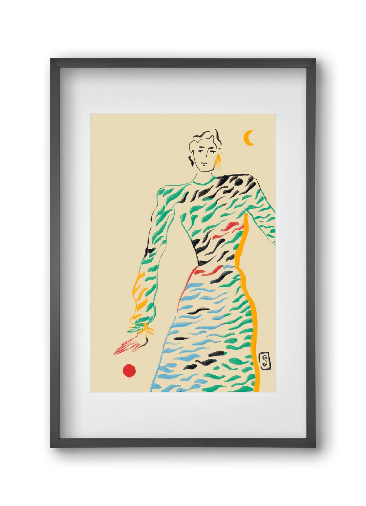 SUN AND MOON, 30x45 cm (20x30 cm), Fekete keret, paszpartuval