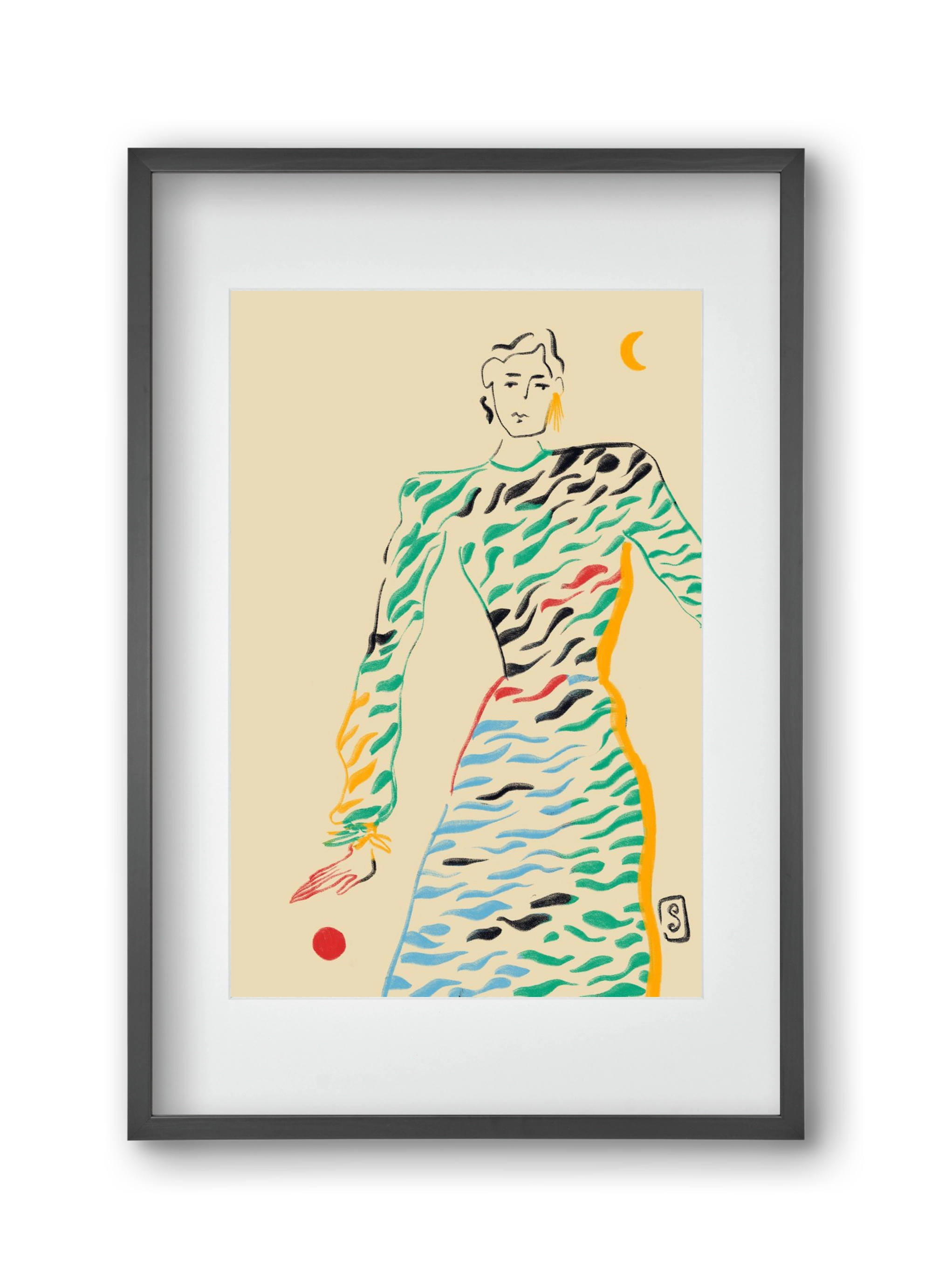 SUN AND MOON, 30x45 cm (20x30 cm), Fekete keret, paszpartuval