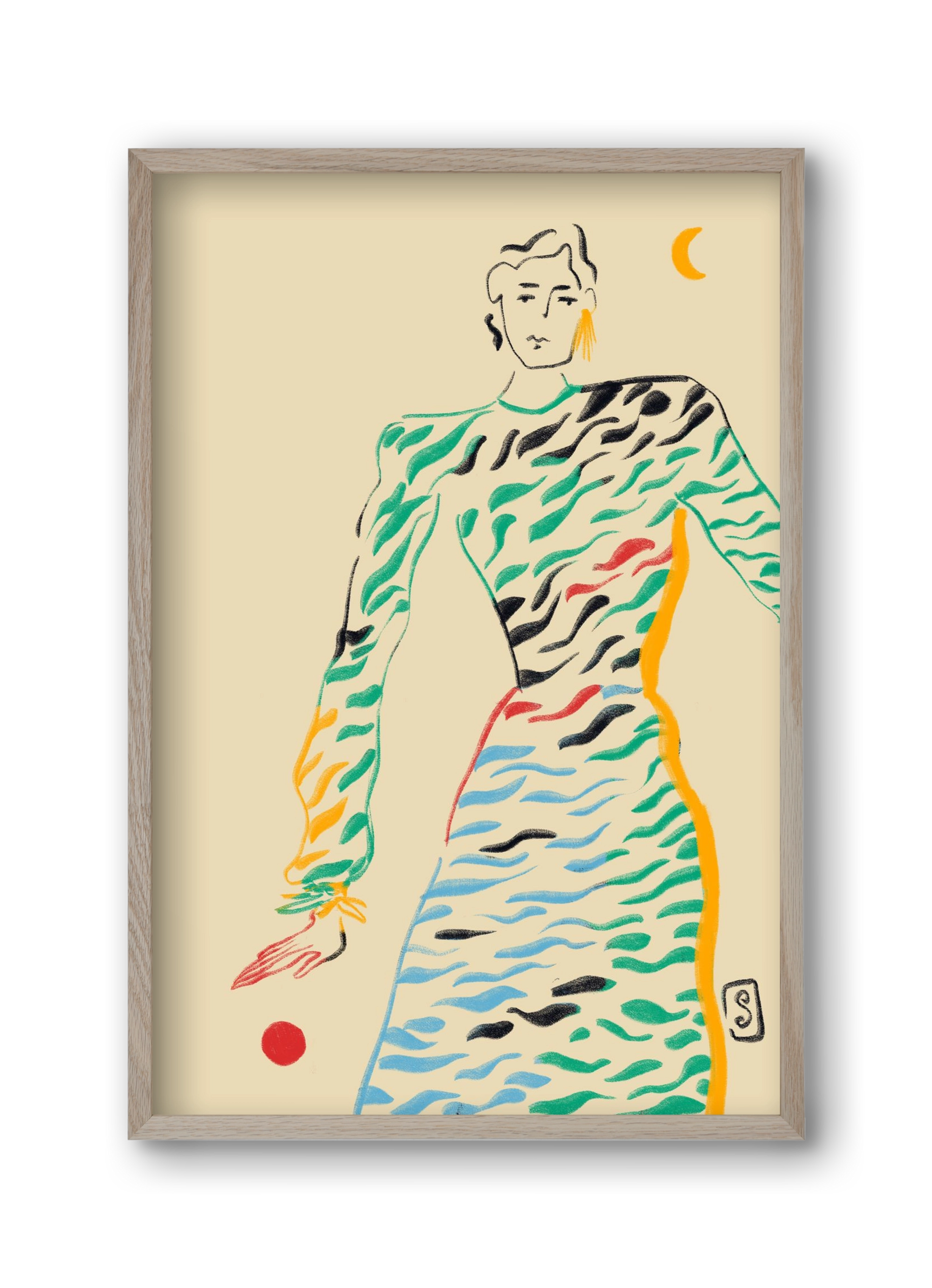 SUN AND MOON, 30x45 cm (30x45 cm), Tölgy keret