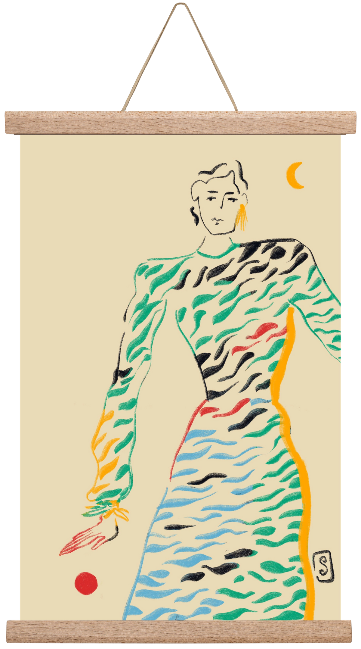 SUN AND MOON, 30x45 cm (30x45 cm), Tölgy akasztó