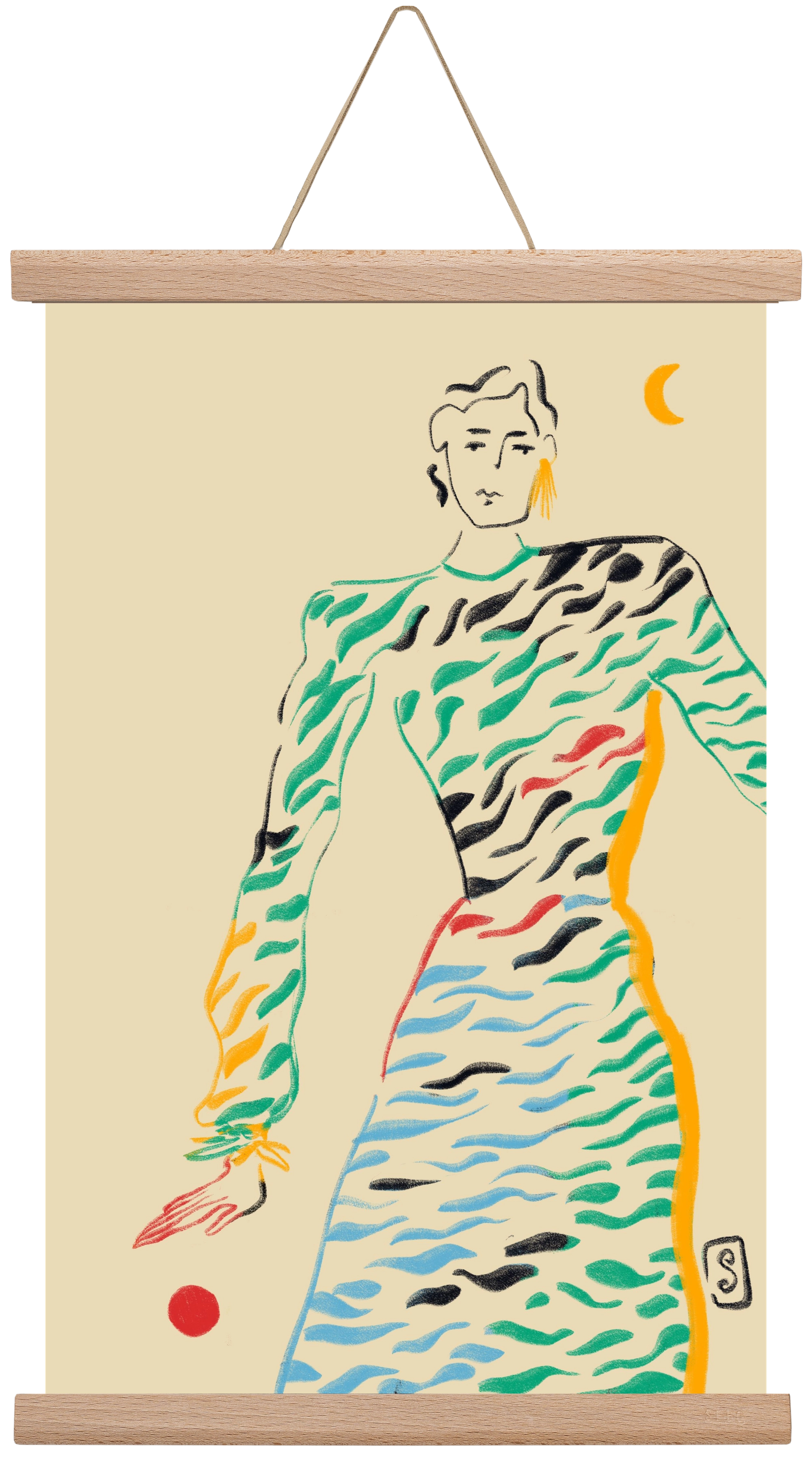 SUN AND MOON, 30x45 cm (30x45 cm), Tölgy akasztó