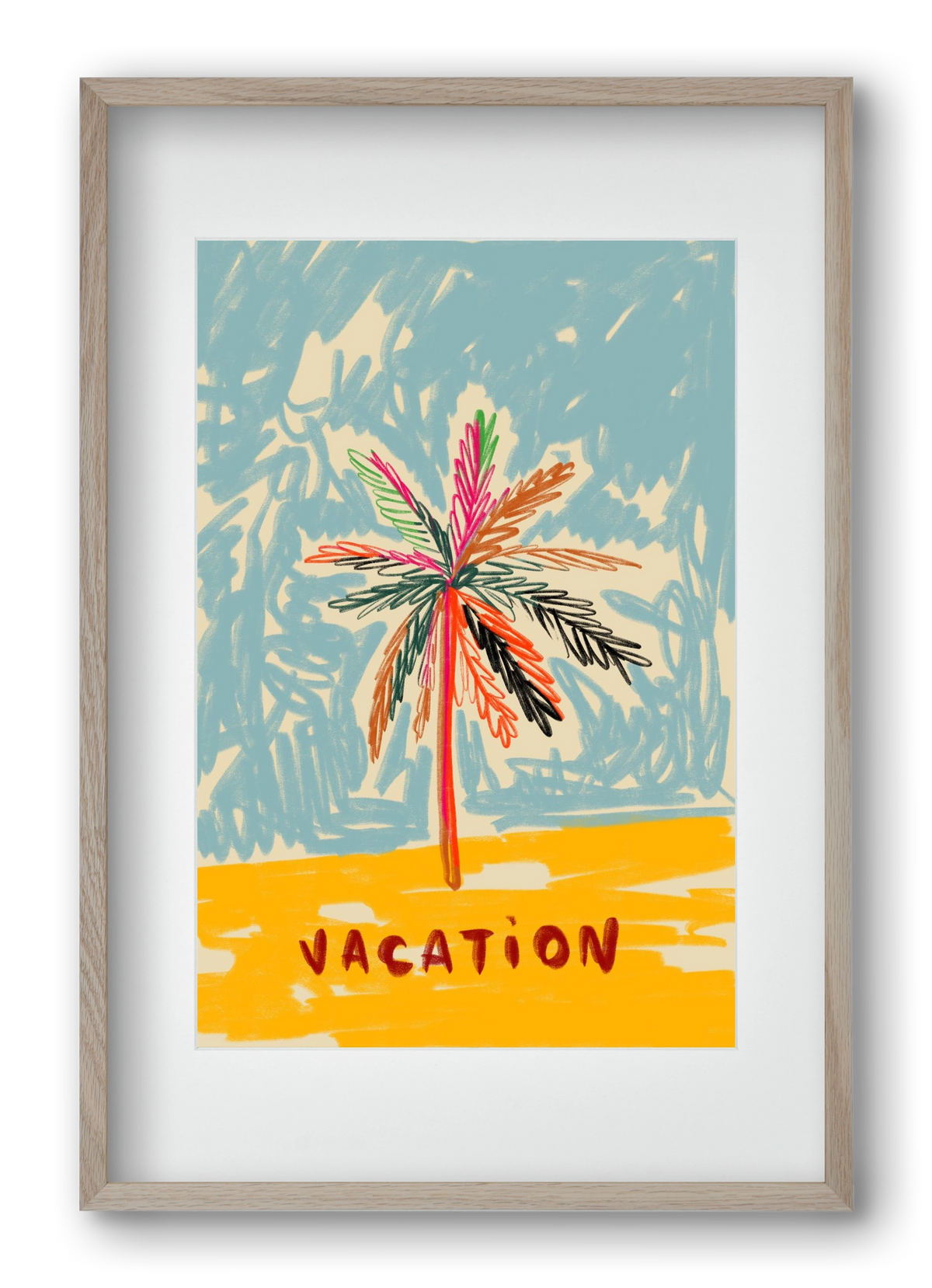 VACATION PALM TREE, 40x60 cm (30x45 cm), Tölgy keret, paszpartuval