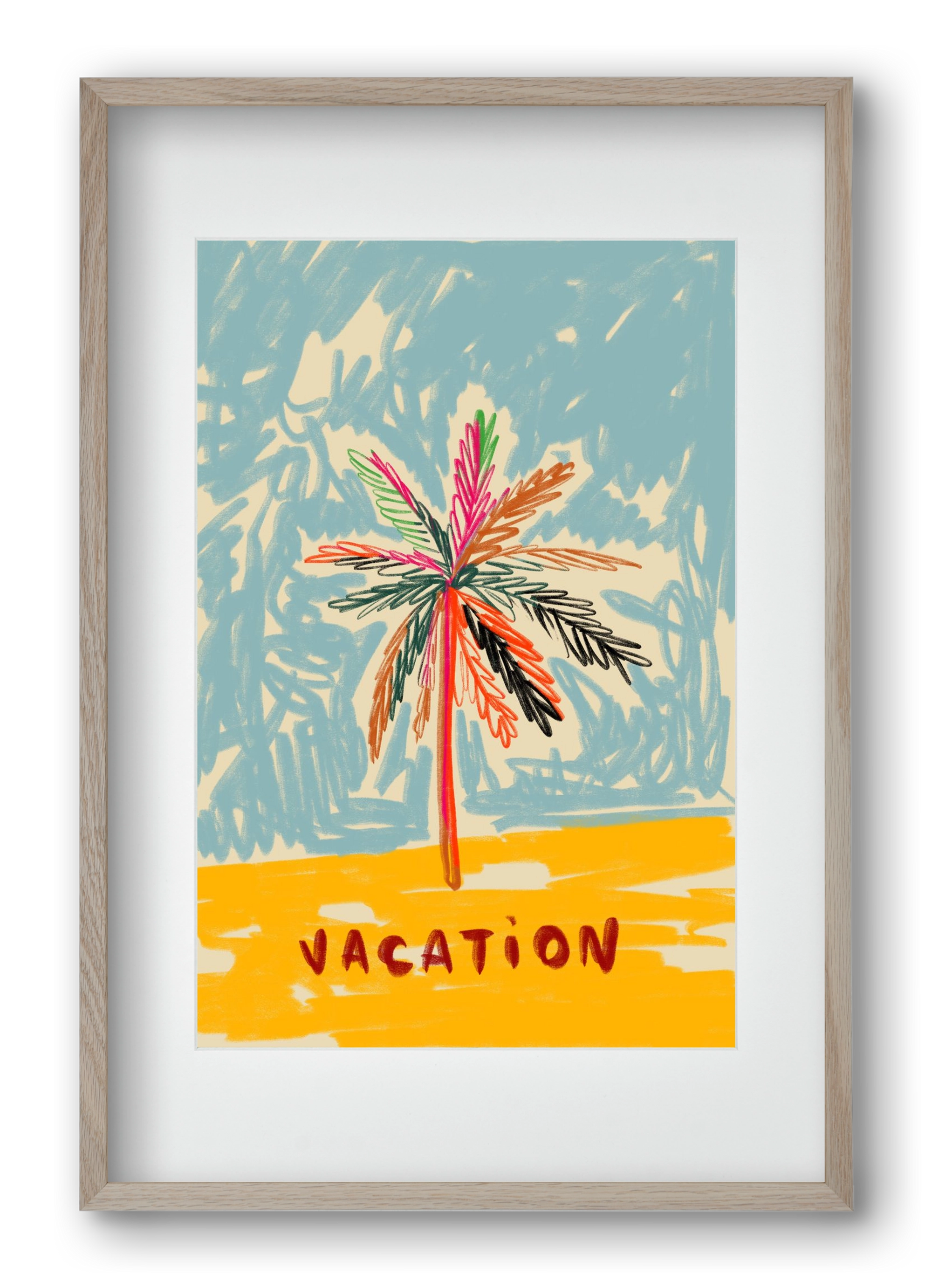 VACATION PALM TREE, 40x60 cm (30x45 cm), Tölgy keret, paszpartuval