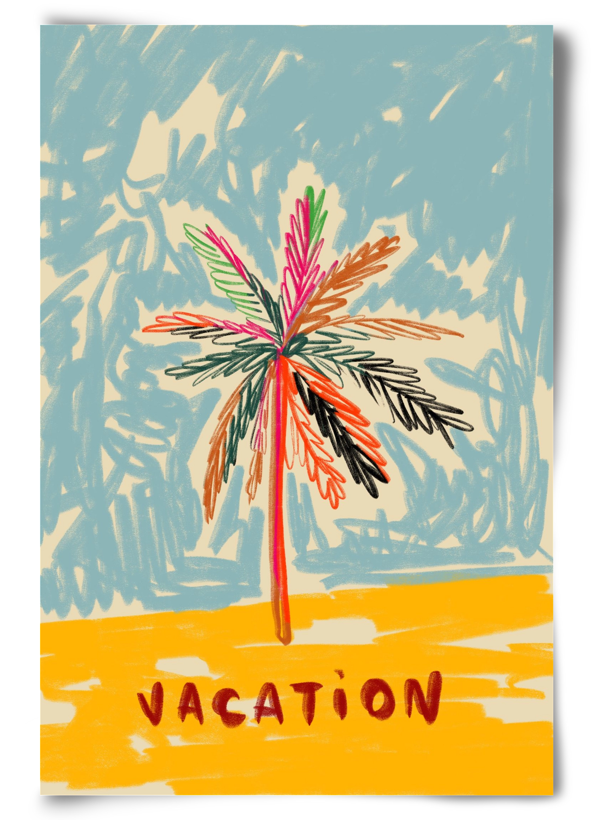 VACATION PALM TREE, 60x90 cm, Keret nélkül