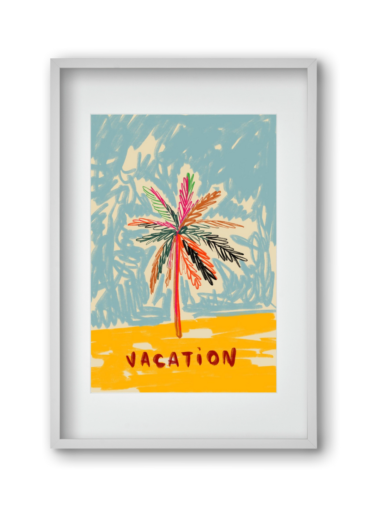 VACATION PALM TREE, 30x45 cm (20x30 cm), Fehér keret, paszpartuval