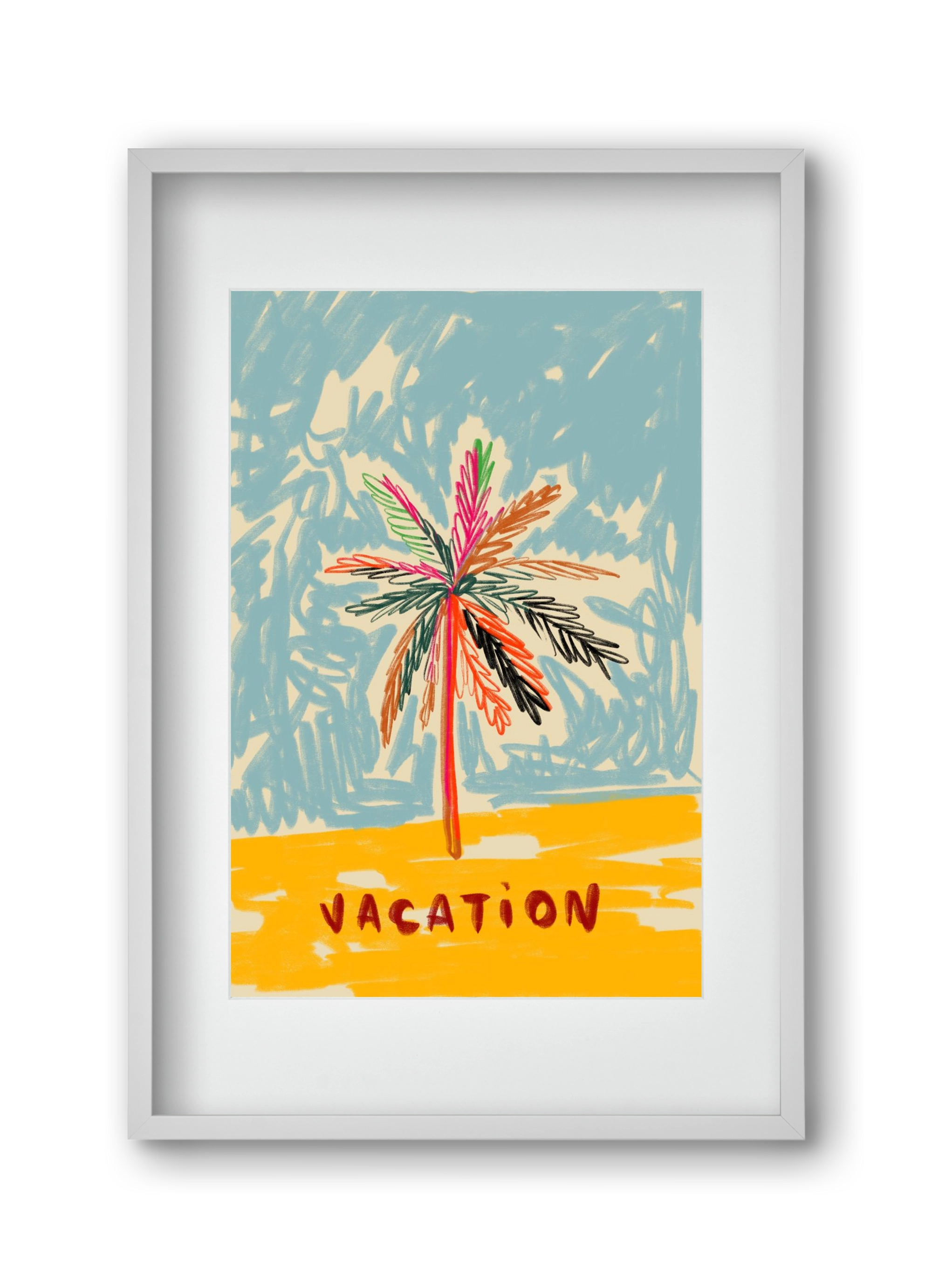 VACATION PALM TREE, 30x45 cm (20x30 cm), Fehér keret, paszpartuval