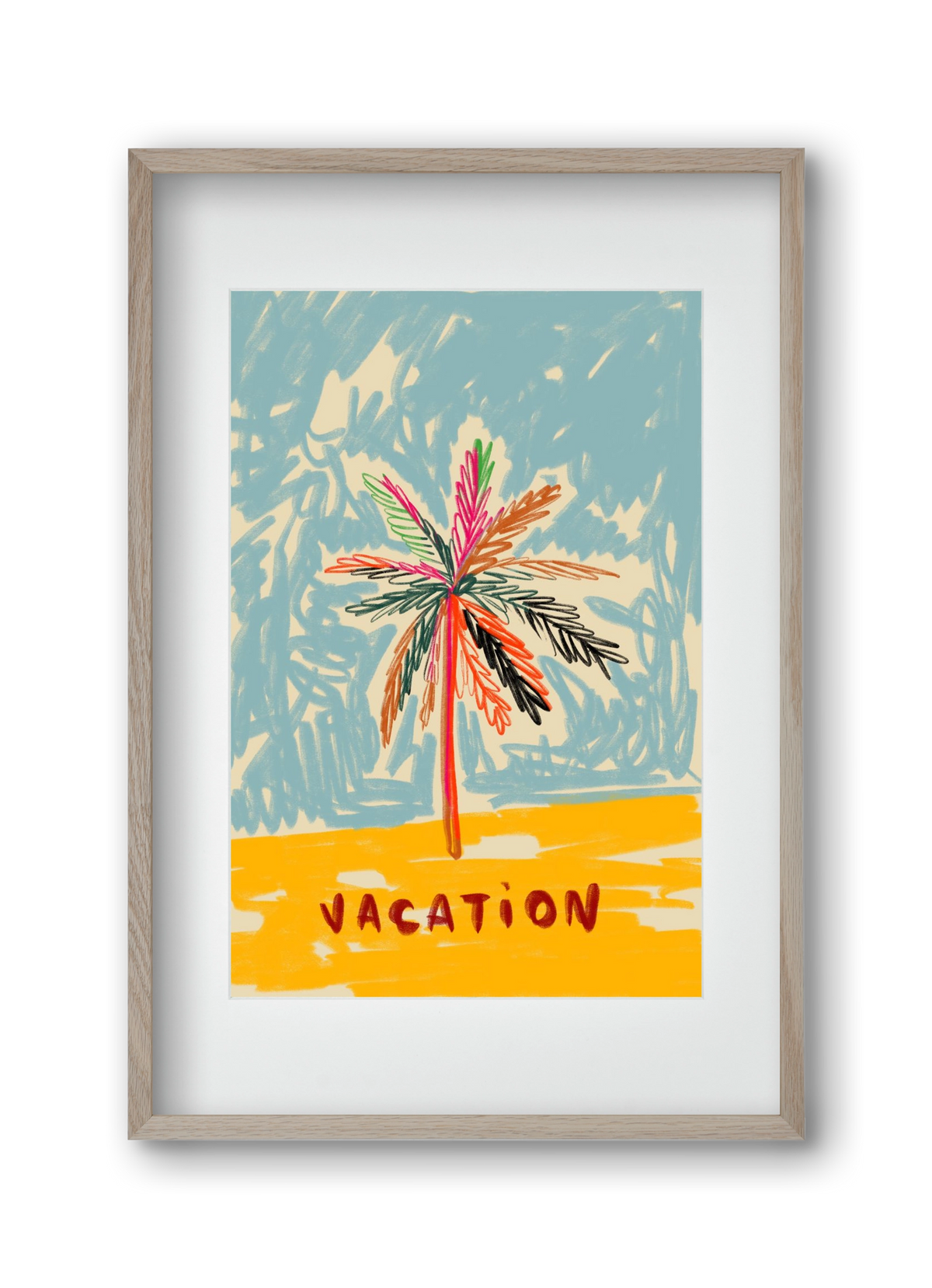 VACATION PALM TREE, 30x45 cm (20x30 cm), Tölgy keret, paszpartuval
