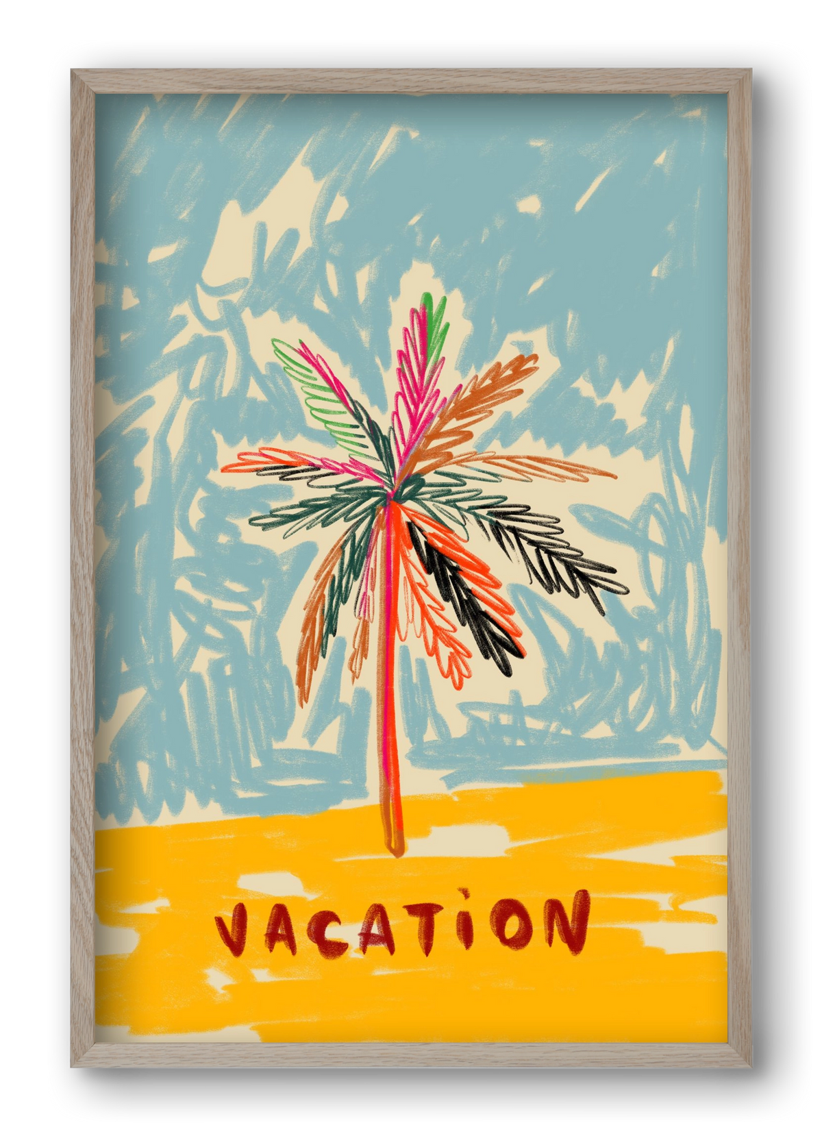 VACATION PALM TREE, 40x60 cm (40x60 cm), Tölgy keret