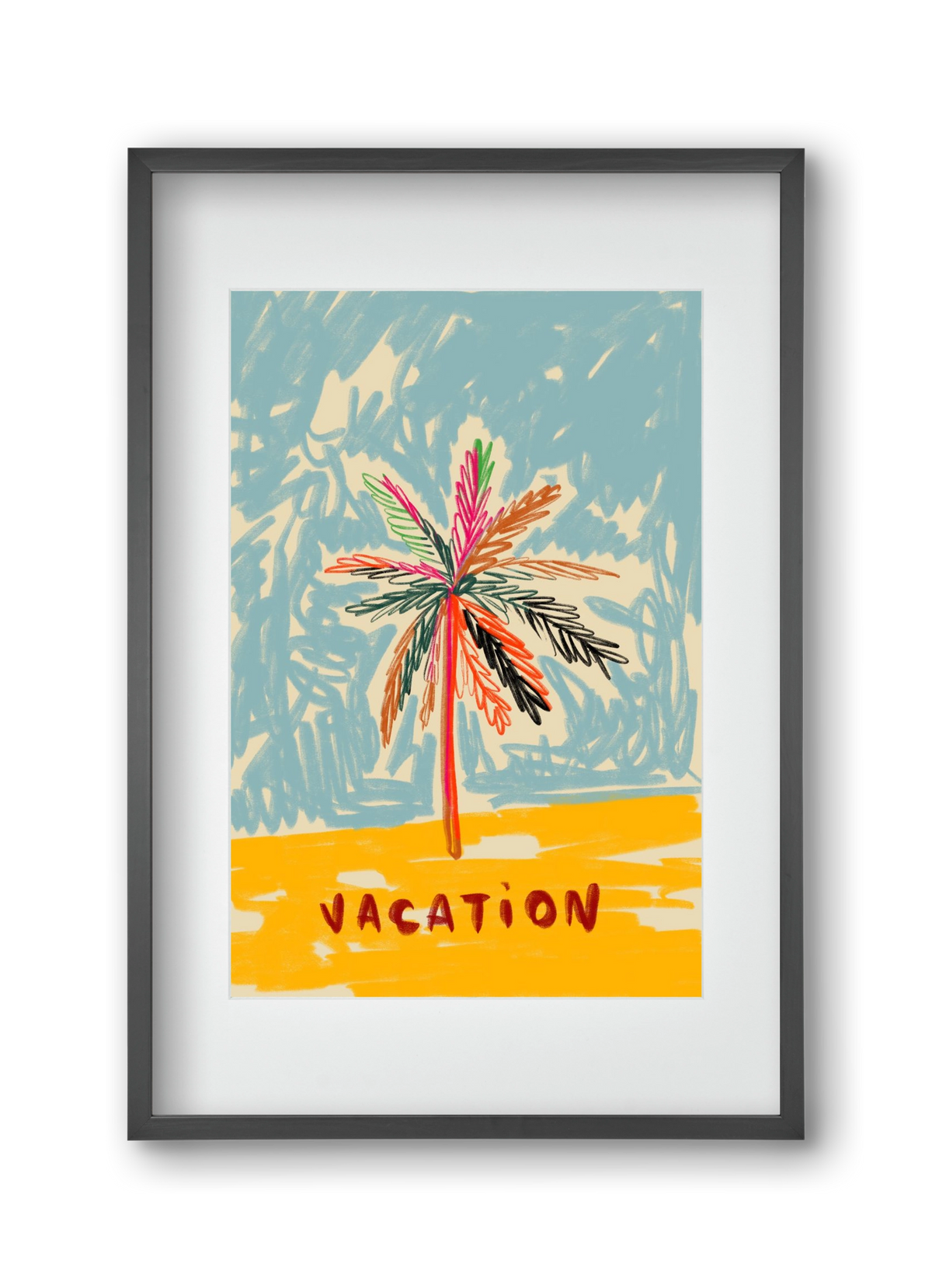 VACATION PALM TREE, 30x45 cm (20x30 cm), Fekete keret, paszpartuval
