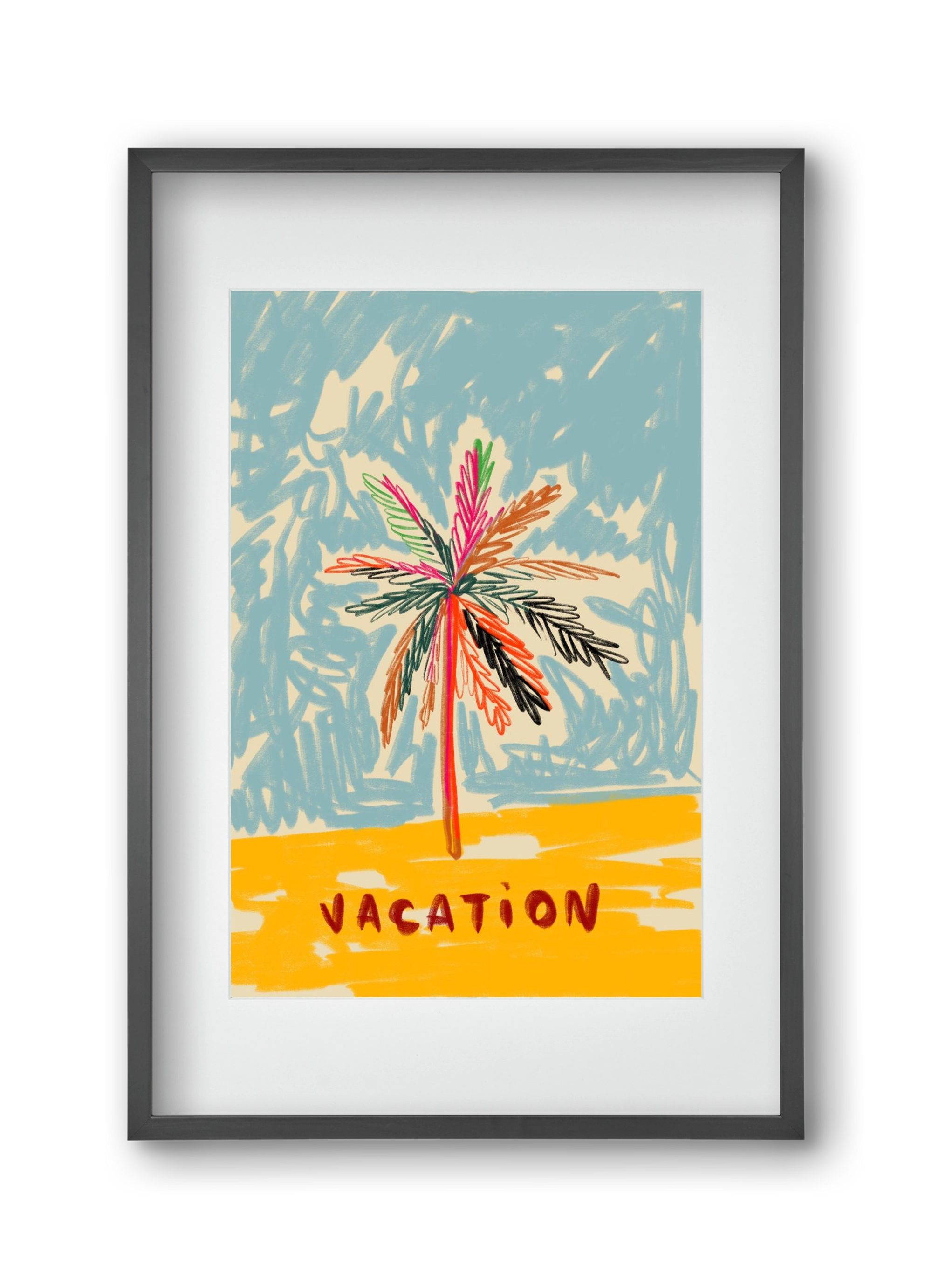 VACATION PALM TREE, 30x45 cm (20x30 cm), Fekete keret, paszpartuval