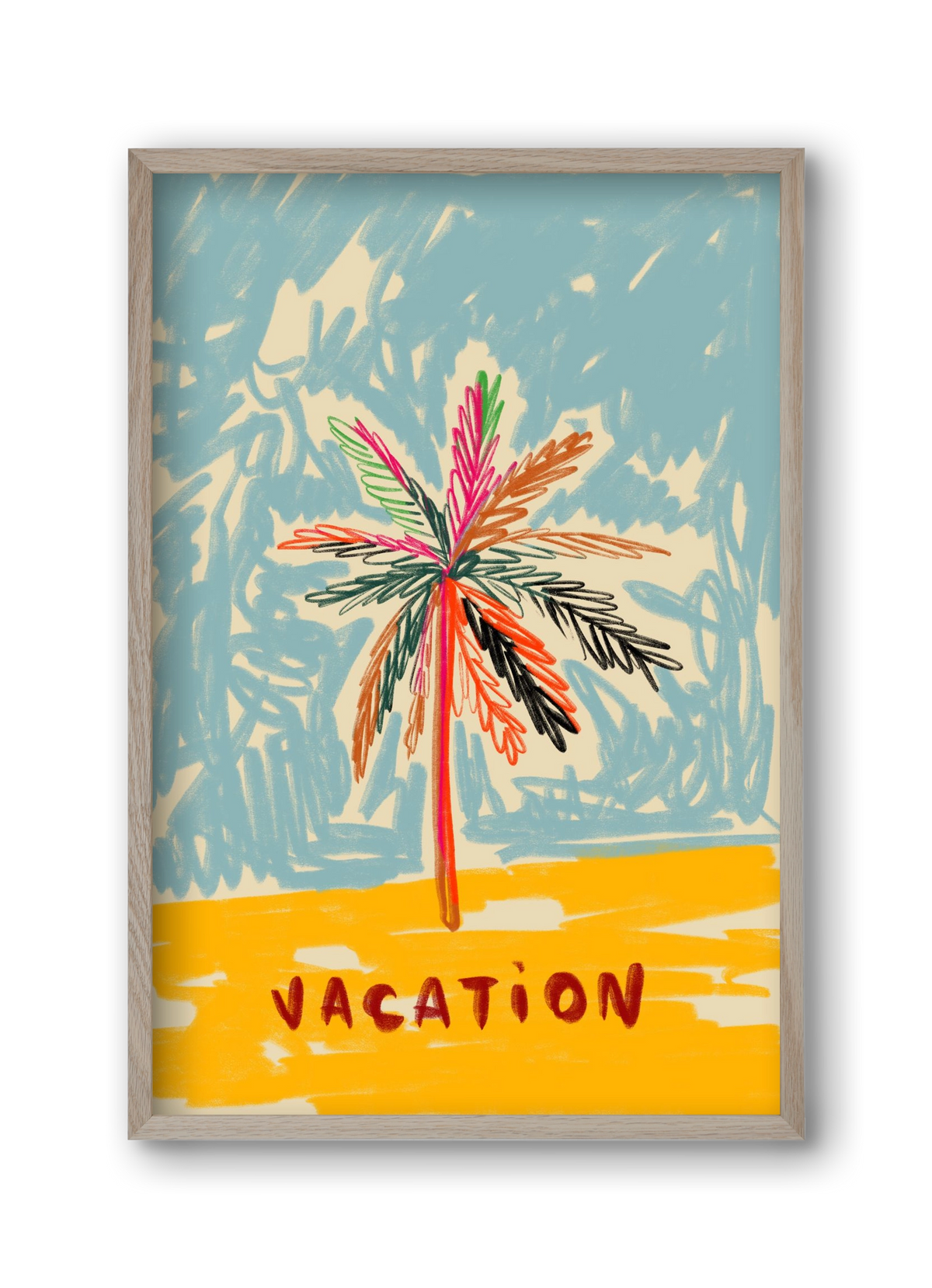 VACATION PALM TREE, 30x45 cm (30x45 cm), Tölgy keret