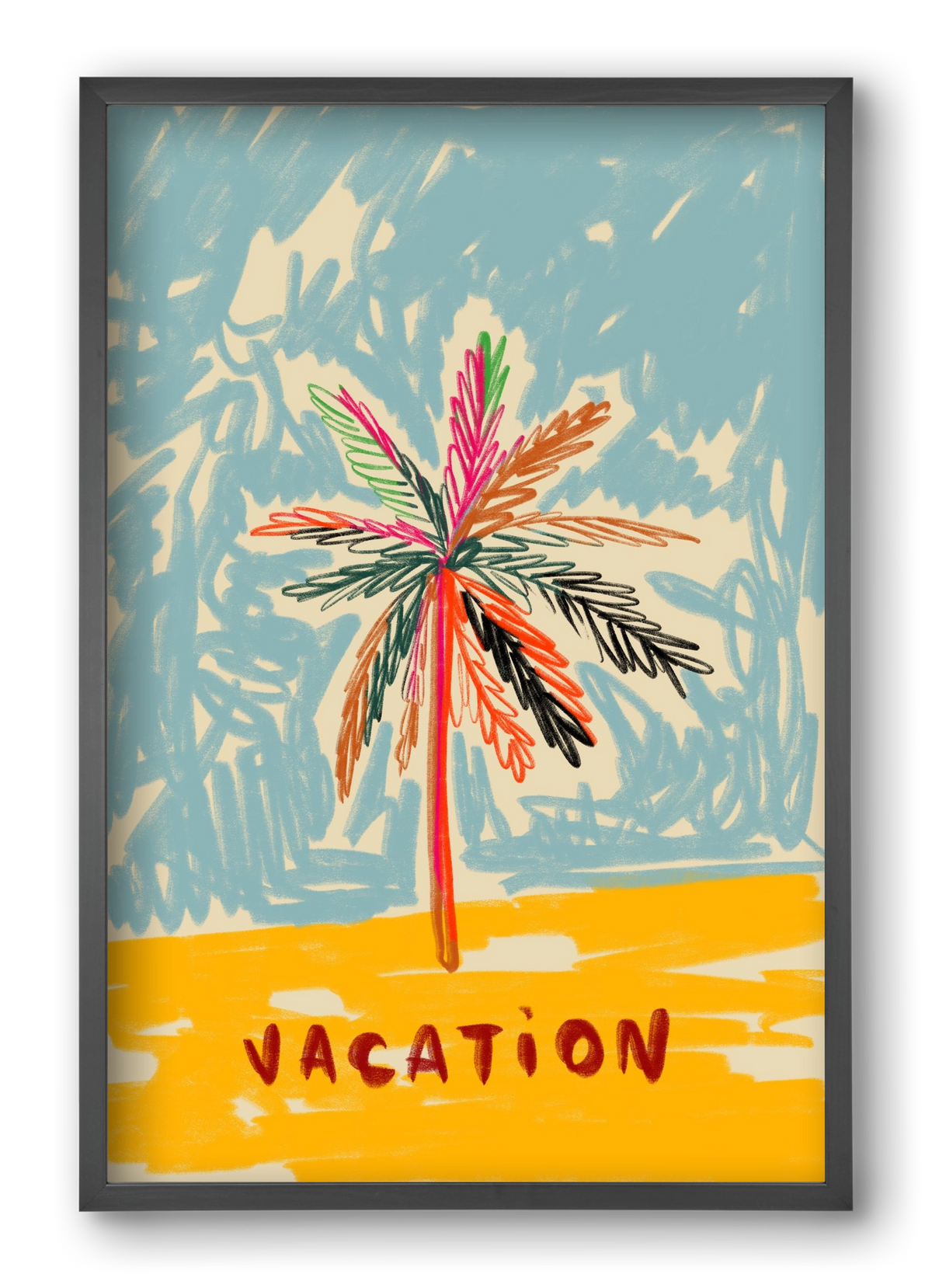 VACATION PALM TREE, 40x60 cm (40x60 cm), Fekete keret
