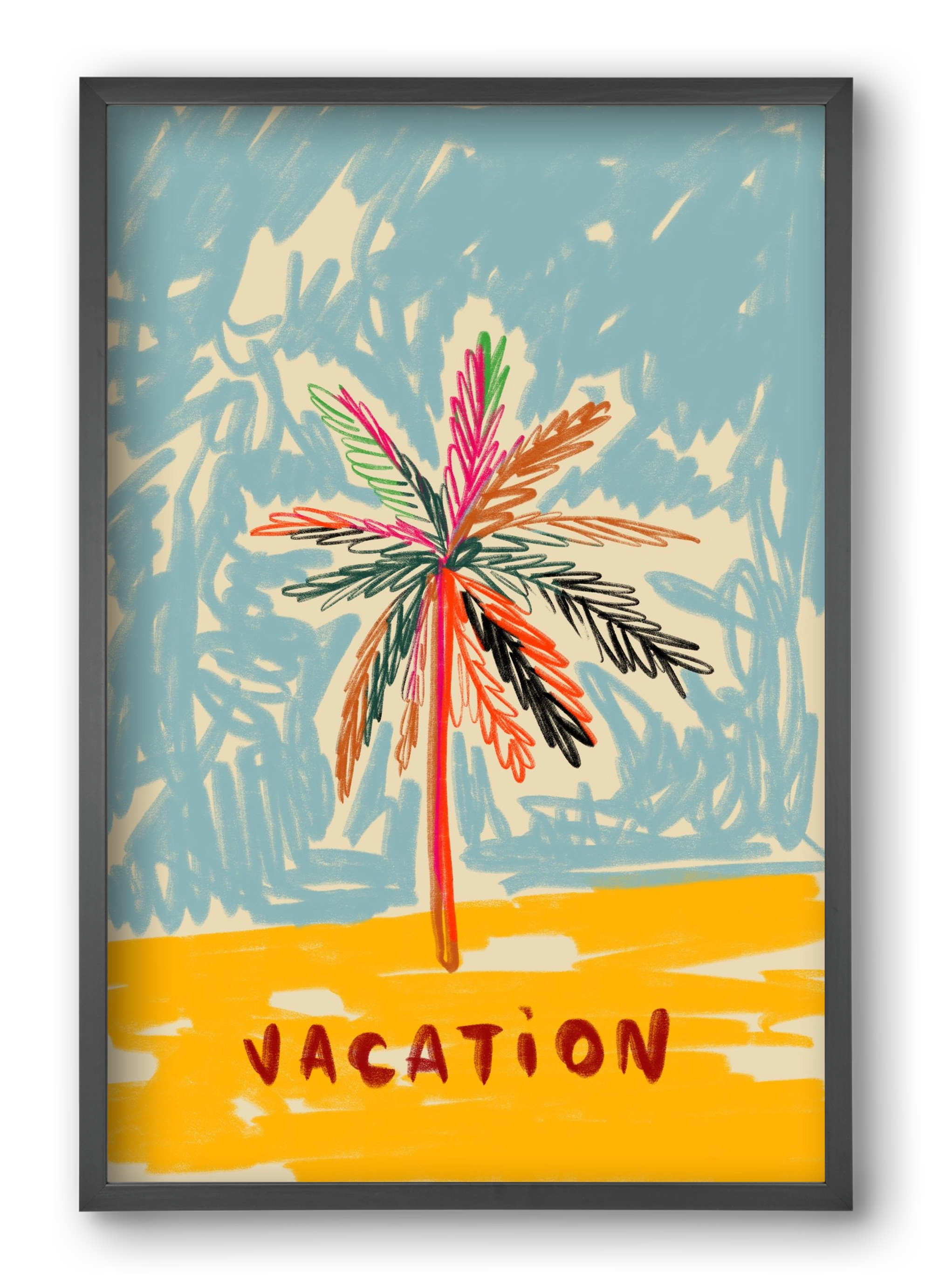 VACATION PALM TREE, 40x60 cm (40x60 cm), Fekete keret