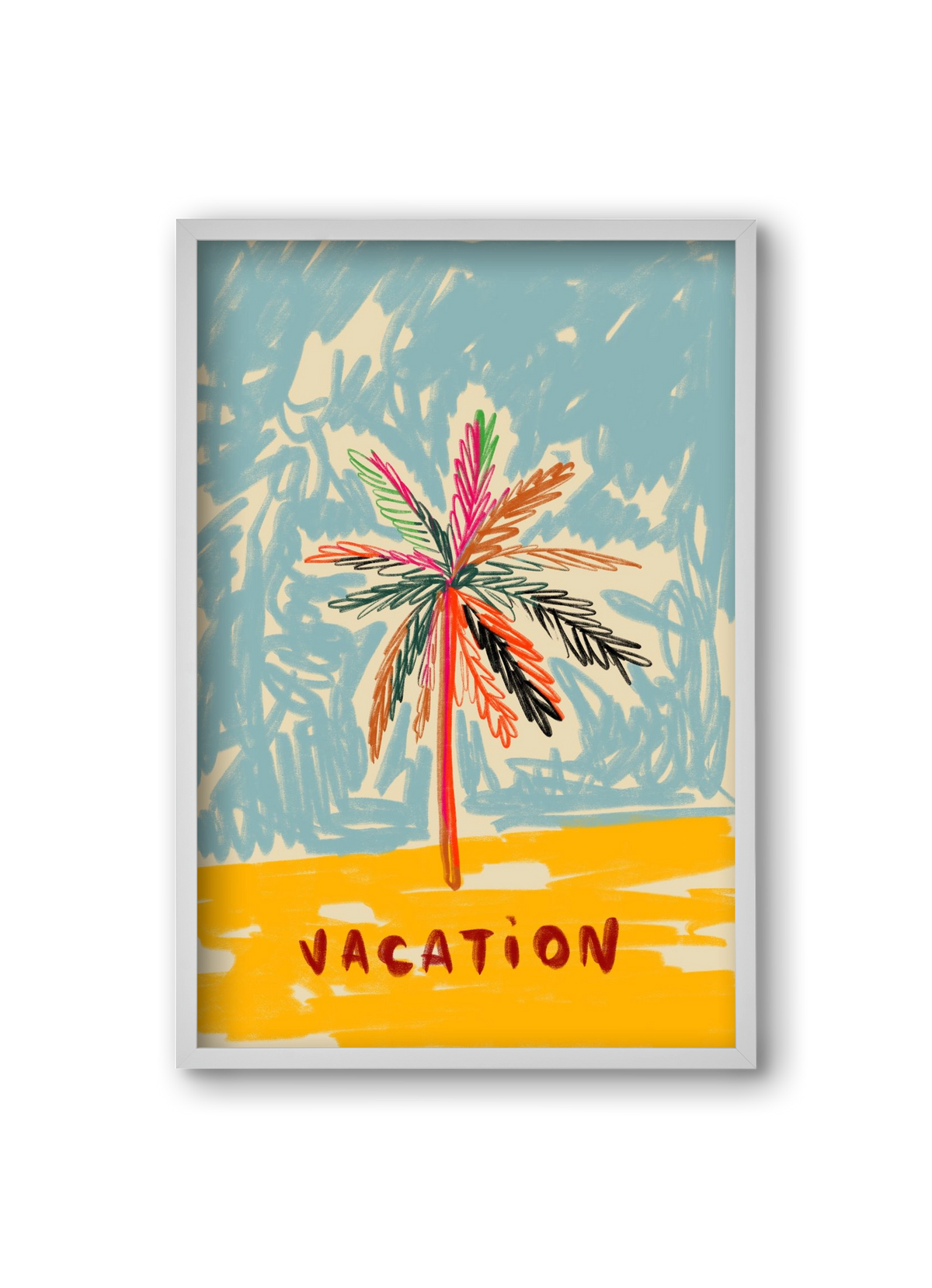 VACATION PALM TREE, 20x30 cm (20x30 cm), Fehér keret